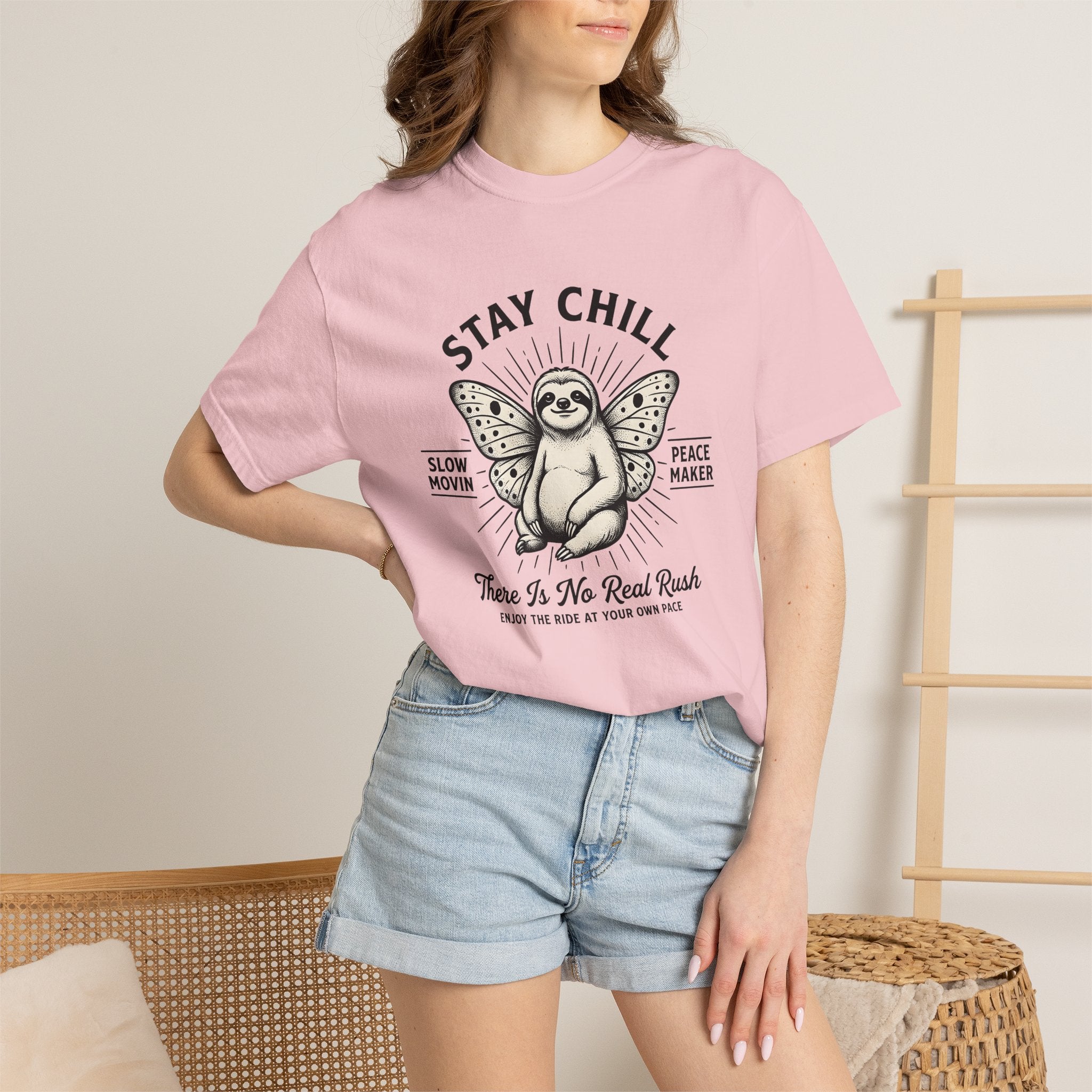 Sloth Flutter Shirt Sloth Fauna Gift Women Cartoon Tee Sloth T-Shirt Sloth Fan Cartoon Tshirt Wildlife Graphic Hand Sketch Wing Shape Tshirt