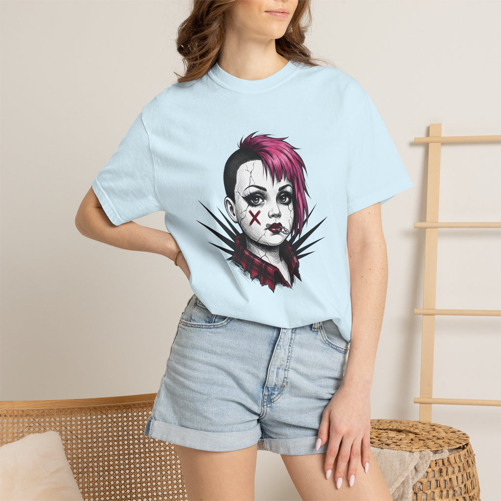 Rebellious Girl Shirt Punk Apparel Gift Women Urban Tee Tomboy T-Shirt Punk Fan Streetwear Tshirt Clothing Graphic Doodle Brooch Tshirt