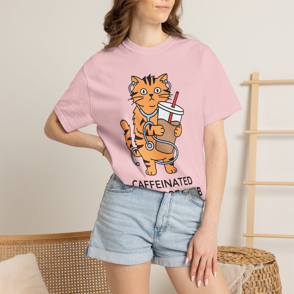 Cat Coffee Shirt Nurse Animal Gift Women Cartoon Tee Feline T-Shirt Healthcare Enthusiast Comic Tshirt Pet Graphic Minimalist Stethoscope
