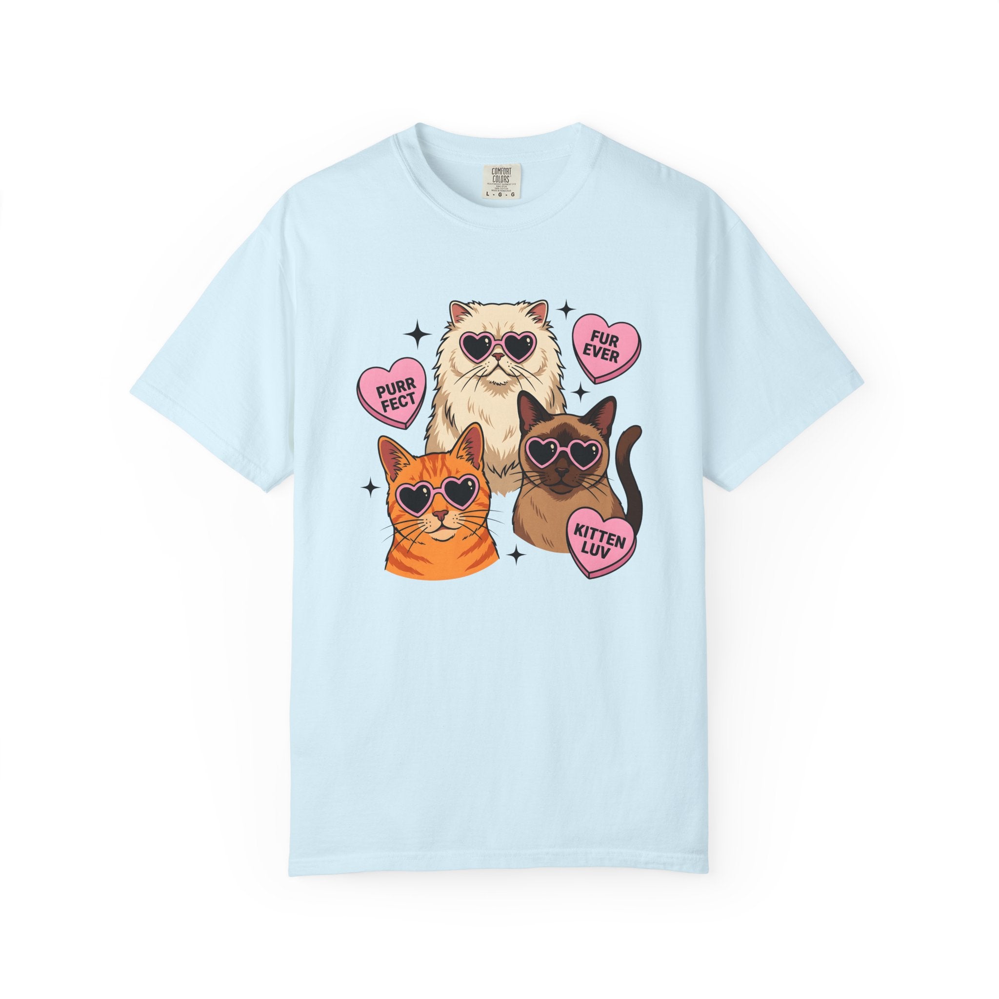 Cat Trio Shirt St. Valentine's Day Animal Gift Women Comic Tee Kittens T-Shirt Valentine Fan Cartoon Tshirt Creature Graphic Vintage Heart