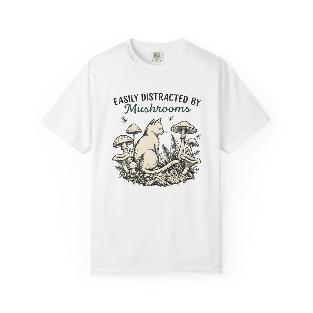 Feline Mushrooms Shirt Cat Environment Gift Women Cartoon Tee Fungal T-Shirt Cat Fan Funnies Tshirt Eco Graphic Classic Mollusk Tshirt