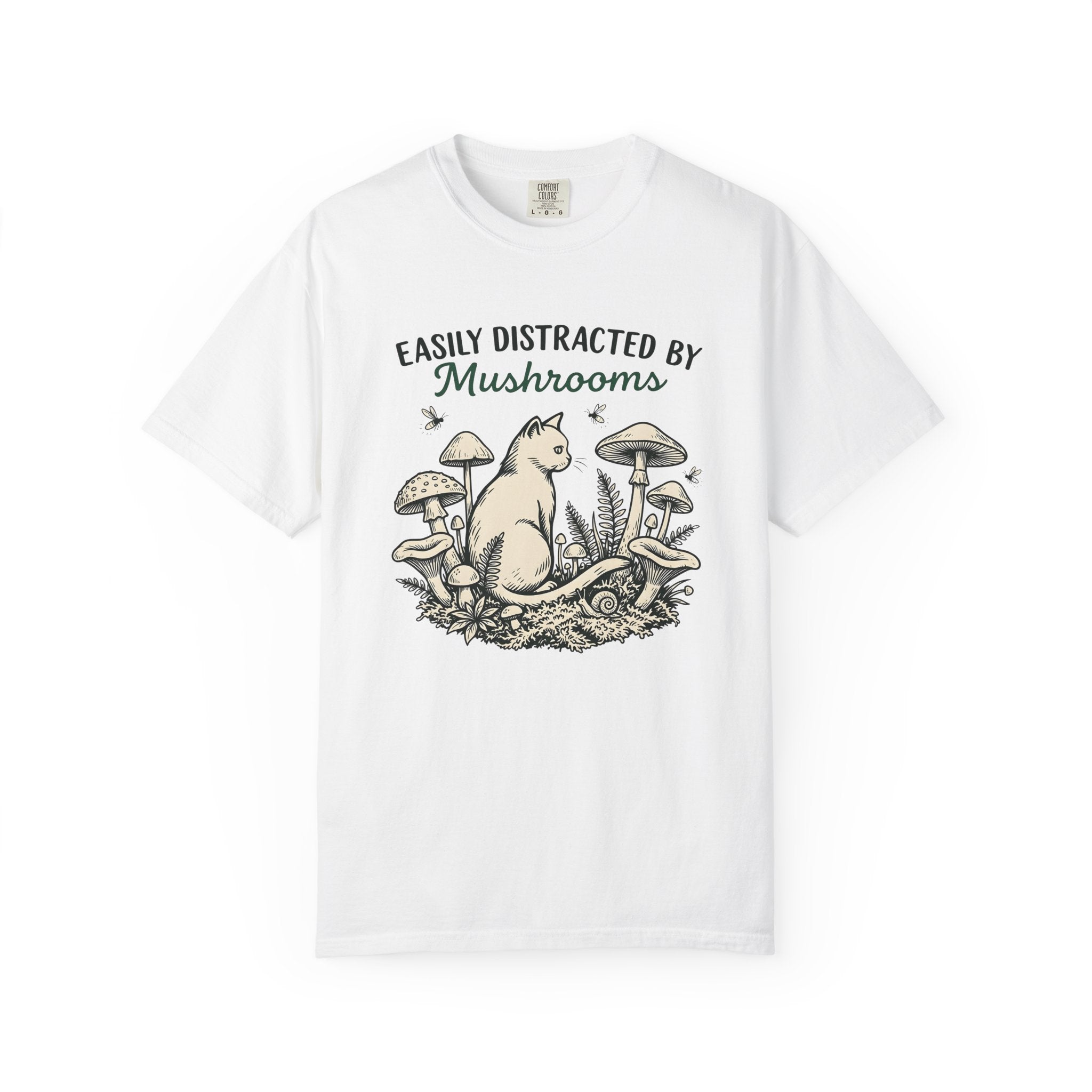 Feline Mushrooms Shirt Cat Environment Gift Women Cartoon Tee Fungal T-Shirt Cat Fan Funnies Tshirt Eco Graphic Classic Mollusk Tshirt