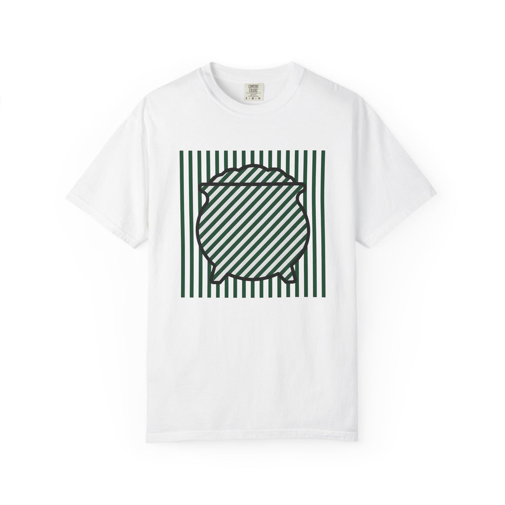 Lucky Pot Shirt St Patrick's Day Event Gift Women Sleek Tee Pot Of Gold T-Shirt Shamrock Fan Modern Tshirt Party Graphic Fresh Stripes