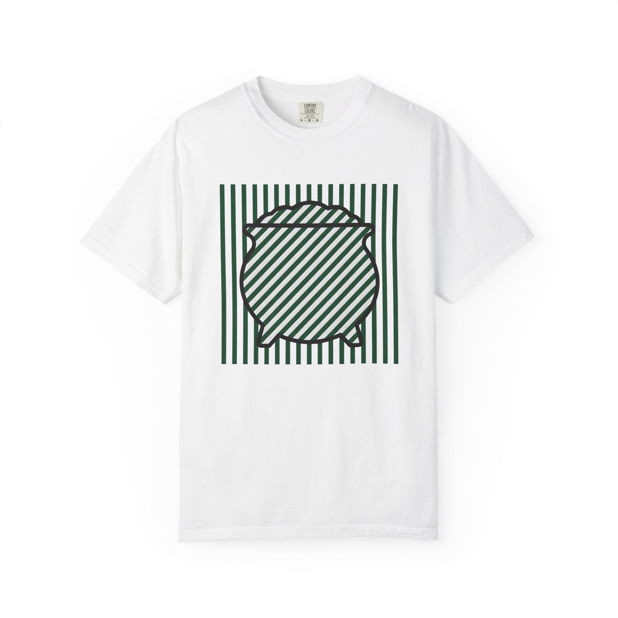 Lucky Pot Shirt St Patrick's Day Event Gift Women Sleek Tee Pot Of Gold T-Shirt Shamrock Fan Modern Tshirt Party Graphic Fresh Stripes