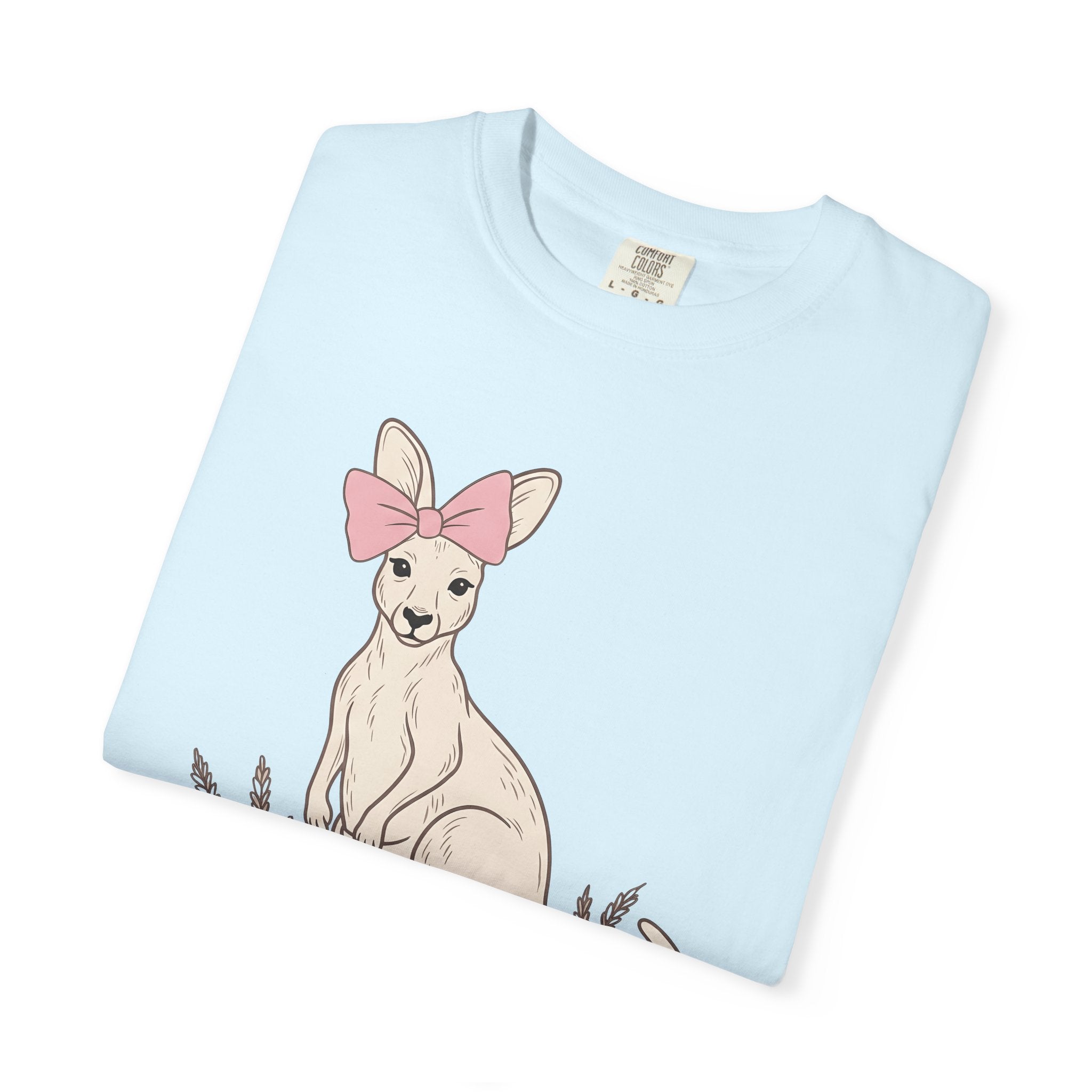 Kangaroo Ribbon Shirt Cute Wildlife Gift Women Sketch Tee Roo T-Shirt Adorable Fan Drawing Tshirt Line Art Flower Tshirt