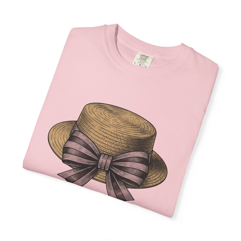 Summer Hat Shirt Easter Outfit Gift Women Farmhouse Tee Sunhat T-Shirt Easter Fan Rustic Tshirt Clothing Graphic Cartoon Sash Tshirt