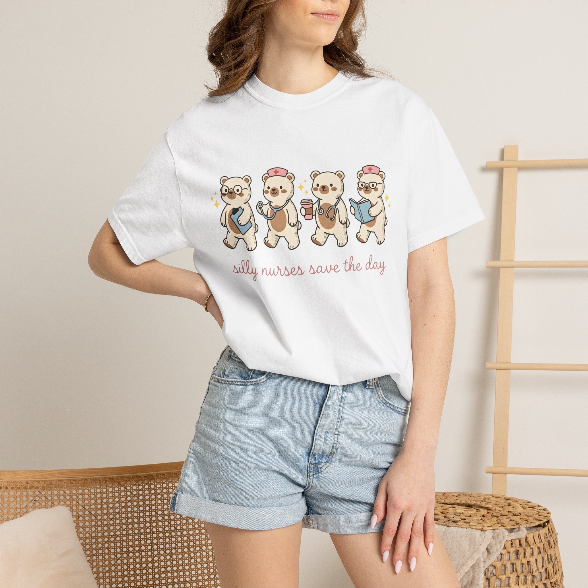 Nurse Stuffed Bear Shirt Nurses Pets Gift Women Chibi Tee Teddy Bear T-Shirt Nurse Enthusiast Cute Tshirt Animal Graphic Animation Doctor