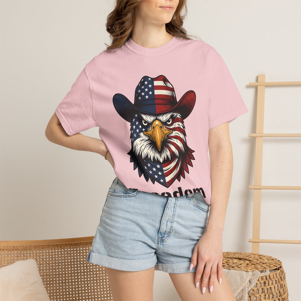 Eagle Western Hat Shirt America Independence Gift Women Graphic Design Tee Cowboy Hat T-Shirt Patriot Fan Typography Tshirt Liberty Graphic