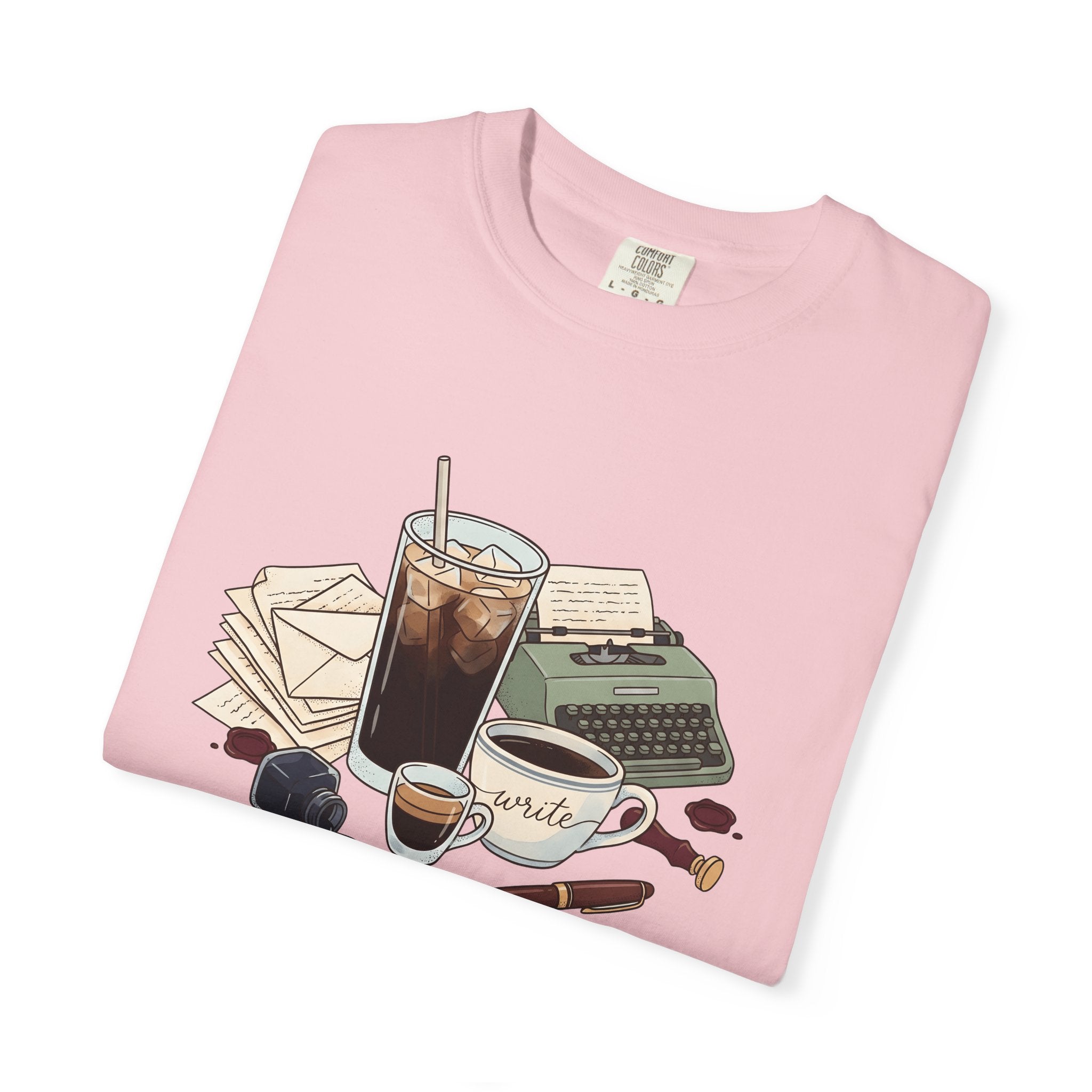 Espresso Drinks Shirt Coffee Novelist Gift Women Line Art Tee Coffee T-Shirt Coffee Fan Minimalist Graphic Illustration Writer Design Rustic