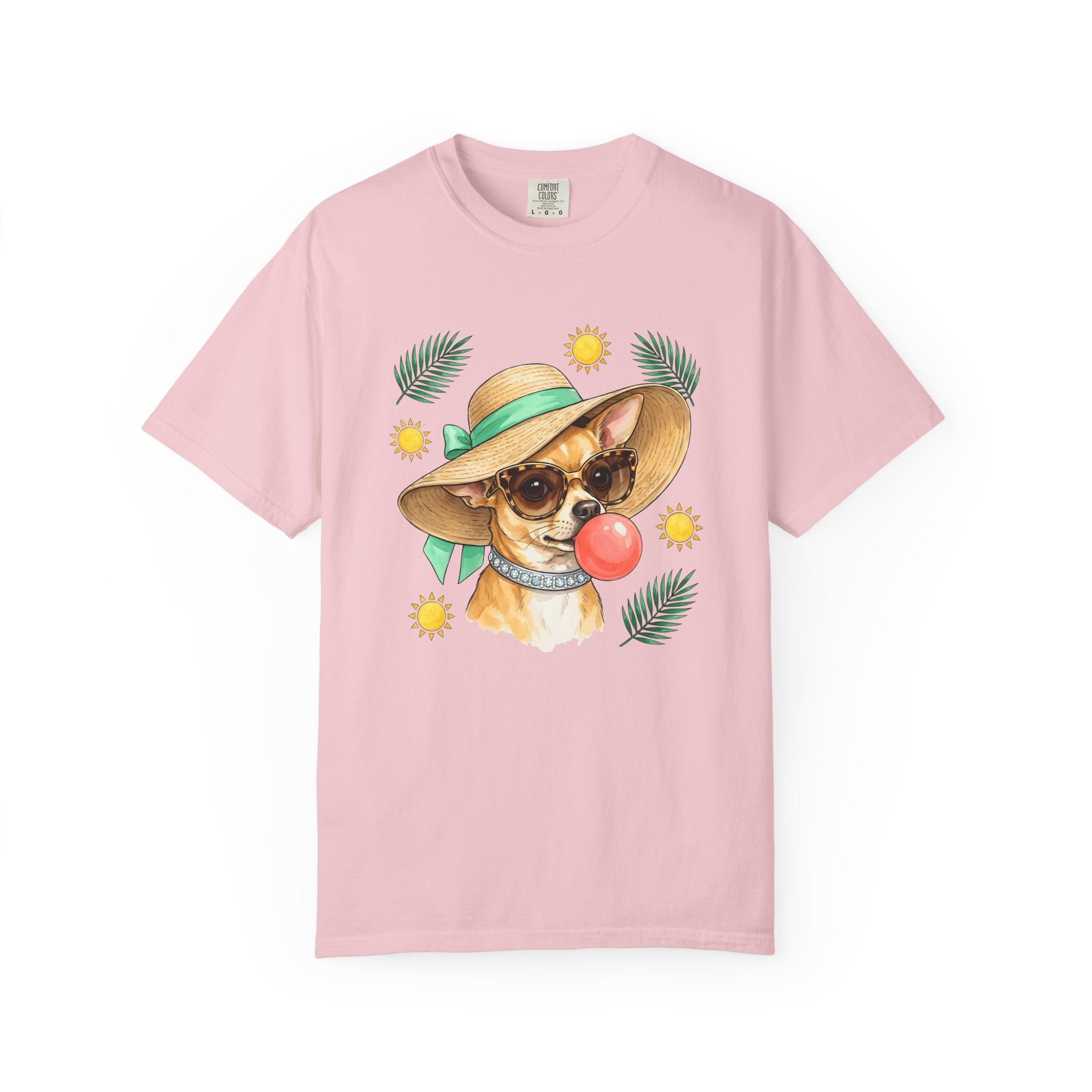 Chihuahua Pet Shirt Dog Holiday Gift Women Pastel Tee Puppy T-Shirt Dog Fan Pup Tshirt Vacation Graphic Line Art Sun Rays Tshirt