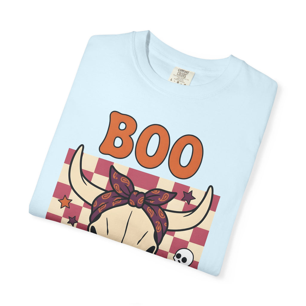 Cow Skull Shirt Cowgirl Western Gift Women Cartoon Tee Skull T-Shirt Rodeo Fan Cowboy Graphic Retro Stars Tshirt