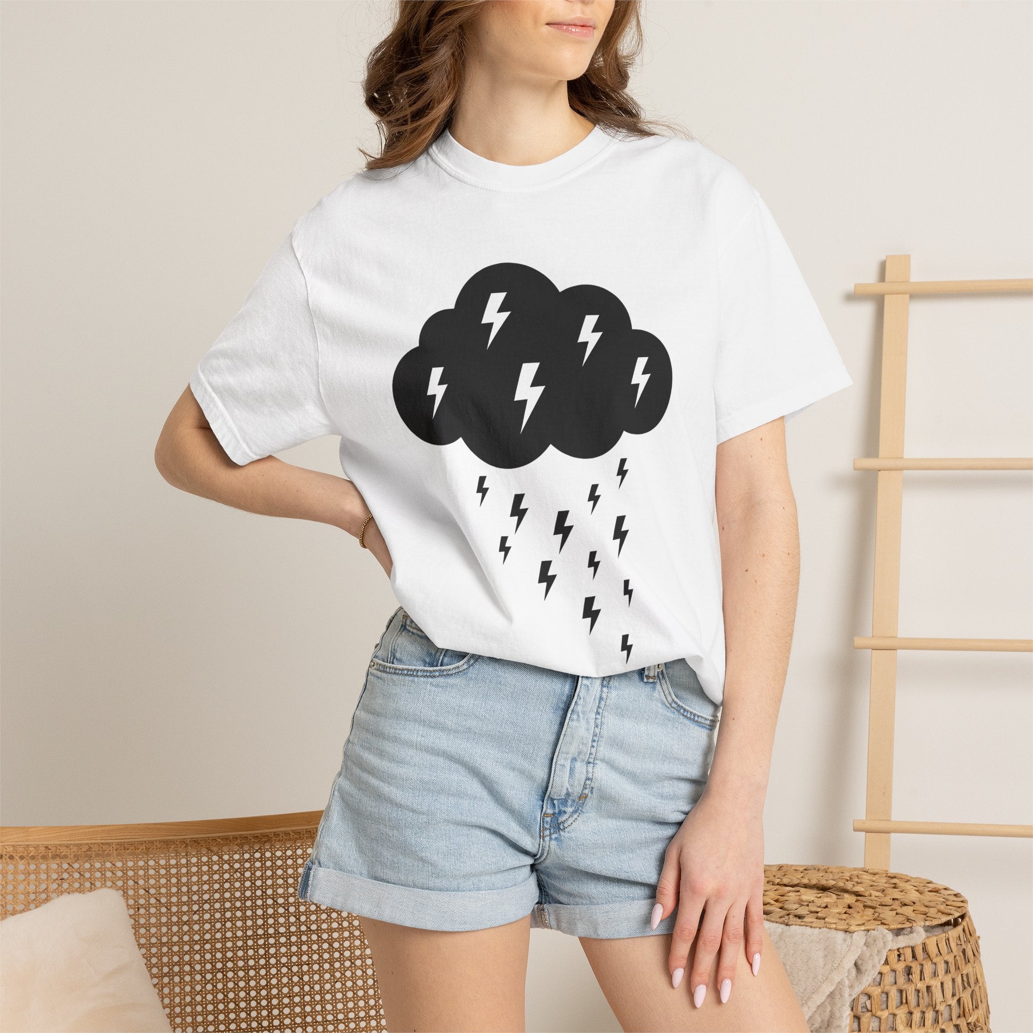 Dark Cloud Shirt Boho Chic Forecast Gift Women Flat Tee Storm T-Shirt Hippie Fan Minimalist Tshirt Weather Graphic Geometric Strike Tshirt