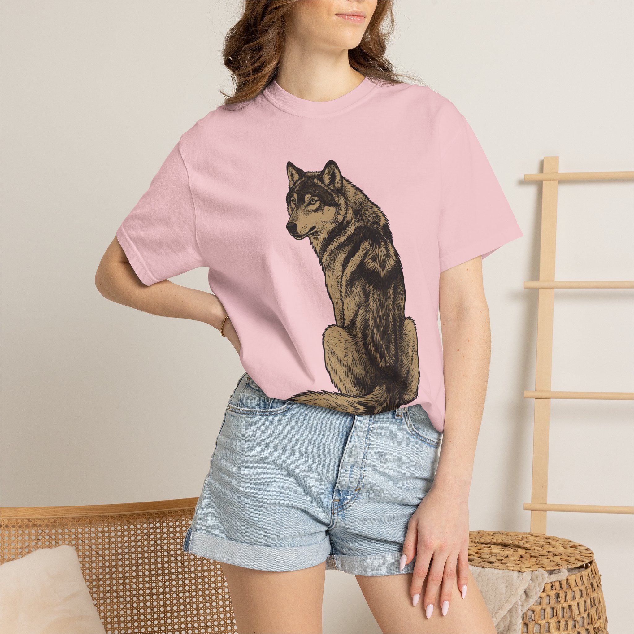 Wolf Illustration Shirt Wolf Wildlife Gift Women Sketch Tee Wolf T-Shirt Wolf Fan Drawing Graphic Retro Creature Tshirt
