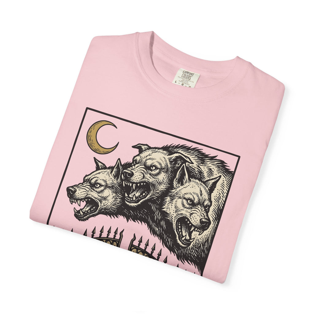 Three-Headed Dog Shirt Gothic Legends Gift Women Dark Art Tee Cerberus T-Shirt Goth Fan Macabre Tshirt Mythology Graphic Retro Bones Tshirt