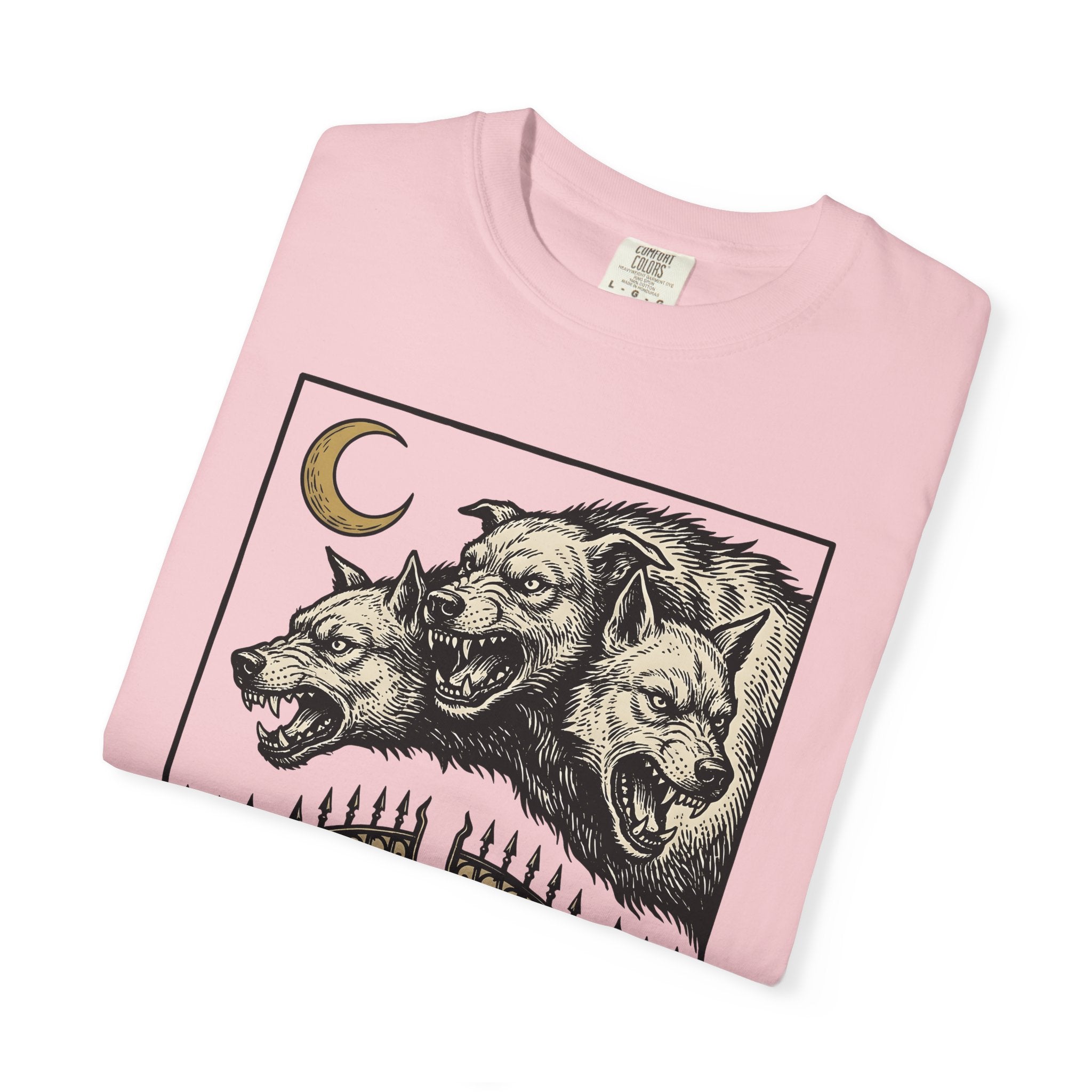 Three-Headed Dog Shirt Gothic Legends Gift Women Dark Art Tee Cerberus T-Shirt Goth Fan Macabre Tshirt Mythology Graphic Retro Bones Tshirt