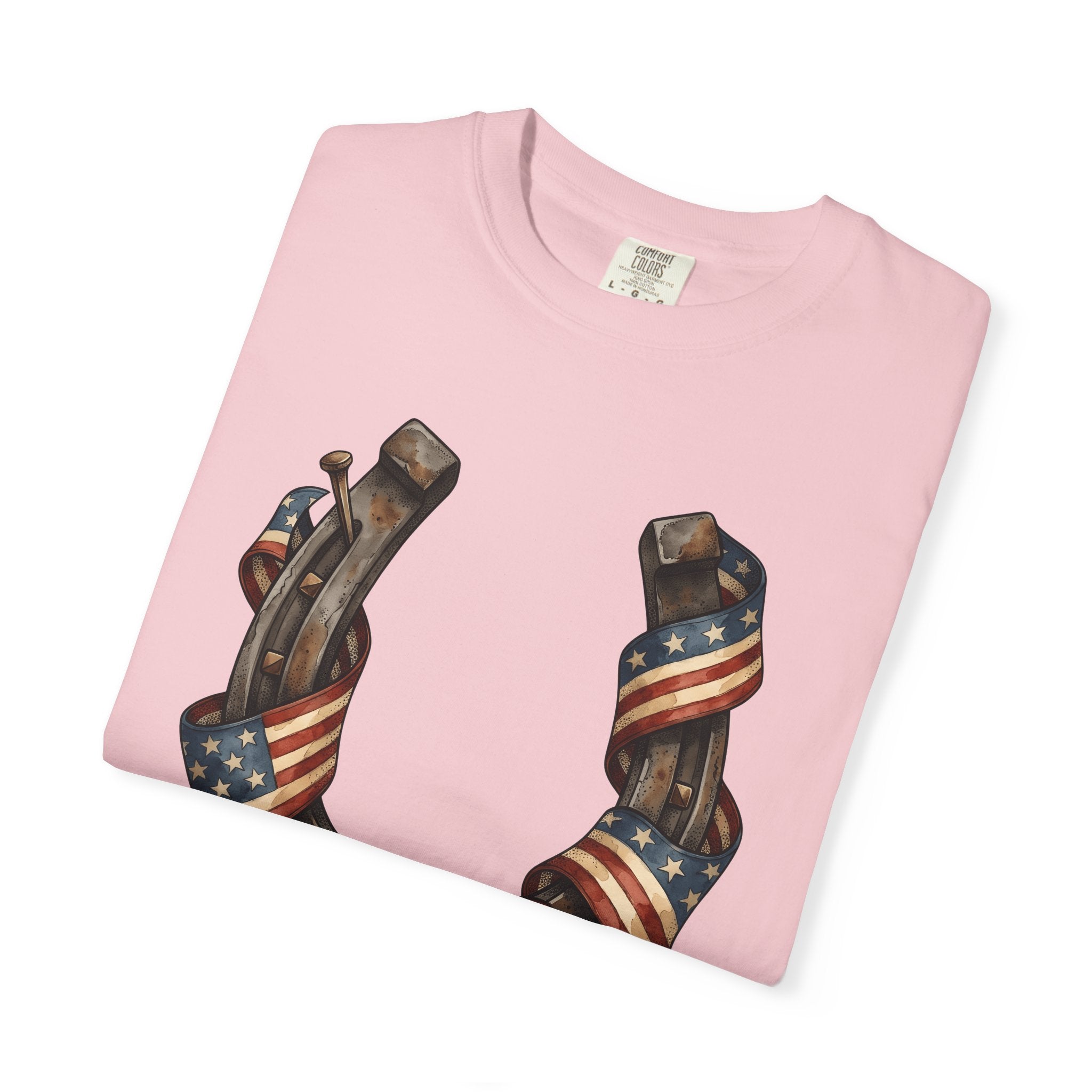 Horseshoe Flag Shirt America Patriotic Gift Women Rustic Tee Horseshoe T-Shirt American Fan Distressed Tshirt Star Graphic Vintage Bow