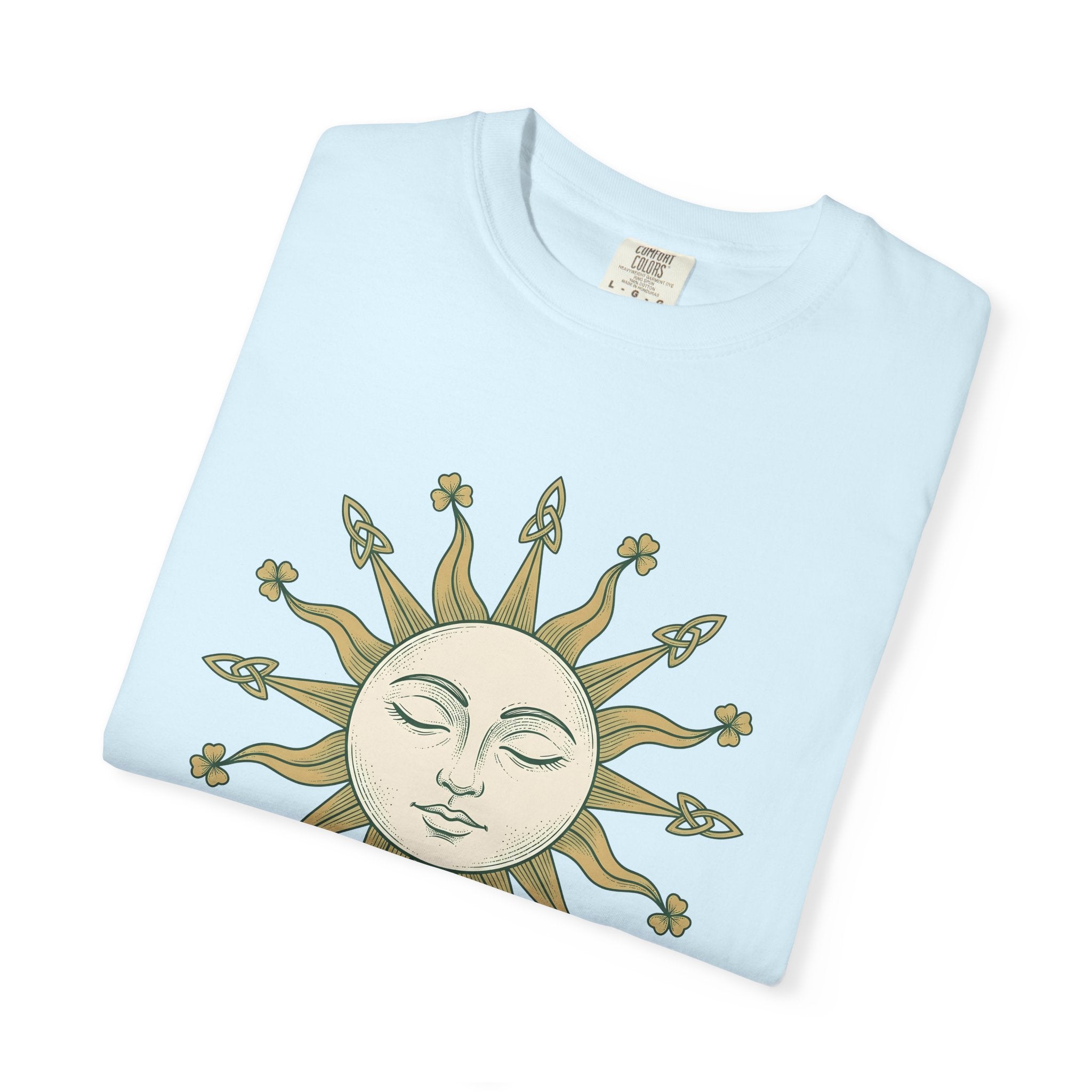 Sun Face Shirt St Patrick's Day Celestial Gift Women Boho Tee Sun T-Shirt Shamrock Fan Galaxy Graphic Tshirt Vintage Shamrock Tshirt
