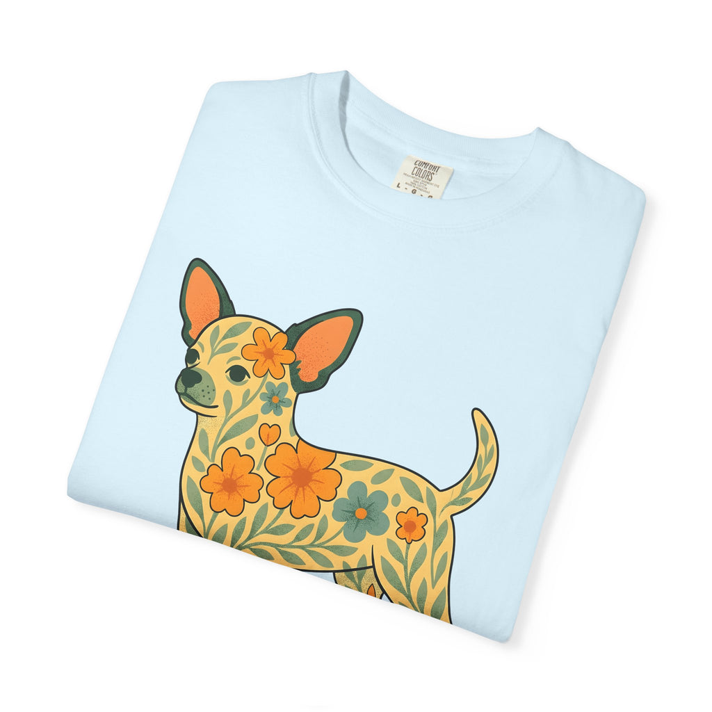 Chihuahua Blossom Shirt Dog Wildlife Gift Women Boho Chic Tee Chi Flower T-Shirt Dog Fan Animal Graphic Design Illustration Doodle Floral