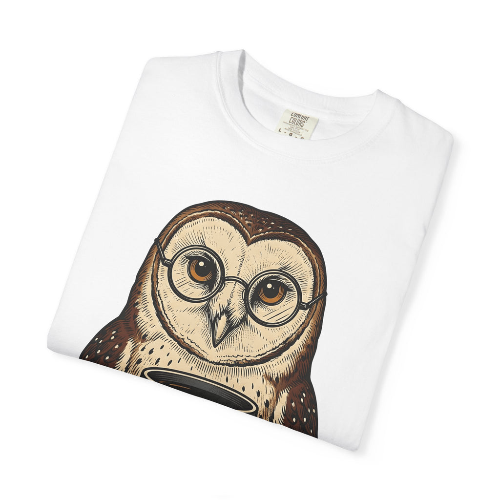 Owl Tea Cup Shirt Tea Animal Gift Women Vintage Tee Teacup T-Shirt Tea Fan Retro Tshirt Wildlife Graphic Hand Drawn Glasses Tshirt