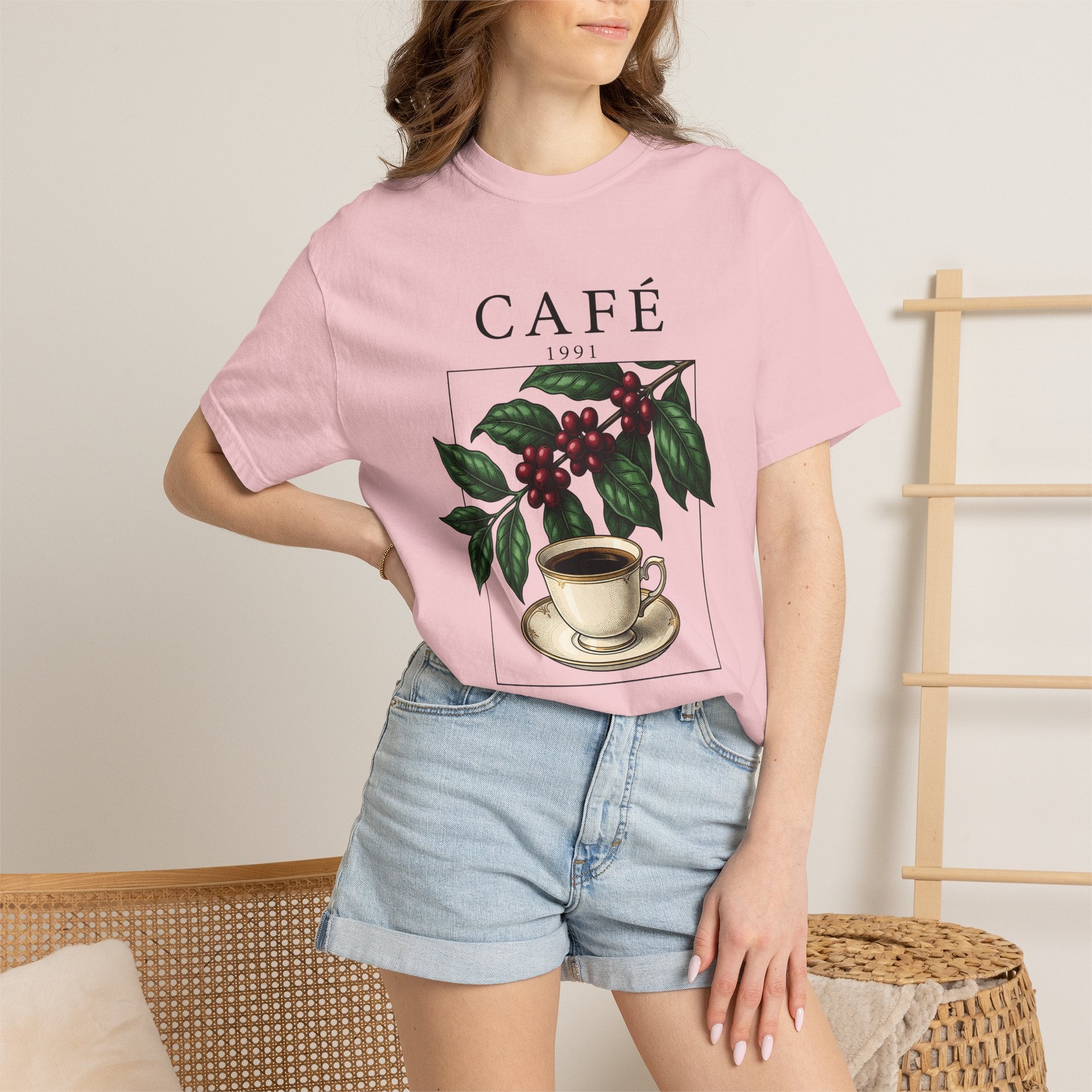 Espresso Cup Shirt Coffee Floral Gift Women Nostalgic Tee Coffee Mug T-Shirt Coffee Fan Vintage Tshirt Botanical Graphic Doodle Coffee Grain