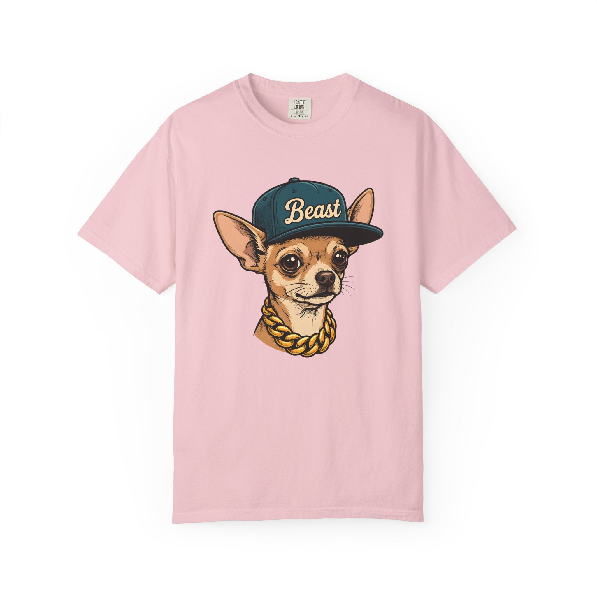 Chihuahua Companion Shirt Dog Satire Gift Women Caricature Tee Puppy T-Shirt Dog Fan Cartoon Tshirt Parody Graphic Sketch Gold Chain Tshirt