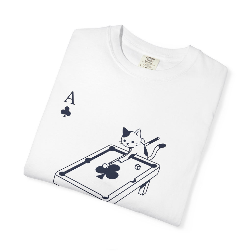 Cat Pool Table Shirt Cat Gaming Gift Women Kawaii Tee Billiard Table T-Shirt Cat Fan Anime Tshirt Gamer Graphic Minimal Playing Card Tshirt