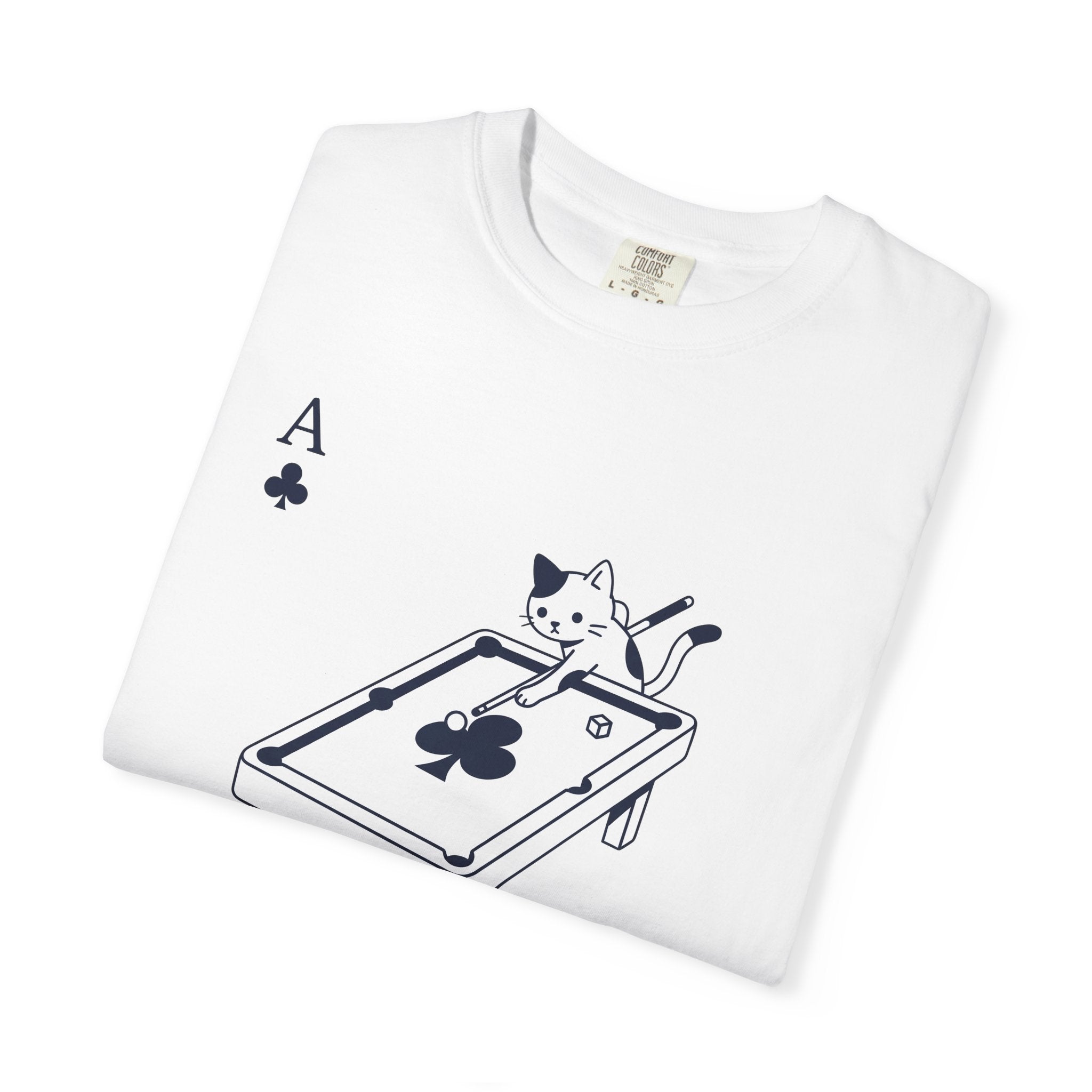Cat Pool Table Shirt Cat Gaming Gift Women Kawaii Tee Billiard Table T-Shirt Cat Fan Anime Tshirt Gamer Graphic Minimal Playing Card Tshirt