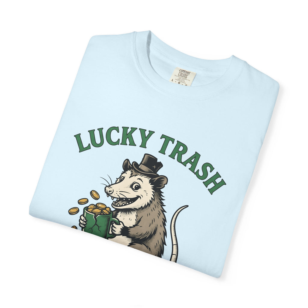 Opossum Leprechaun Shirt St Patrick's Day Funny Gift Women Sketch Tee Possum T-Shirt St Patricks Fan Drawing Graphic Humor Illustration Coin