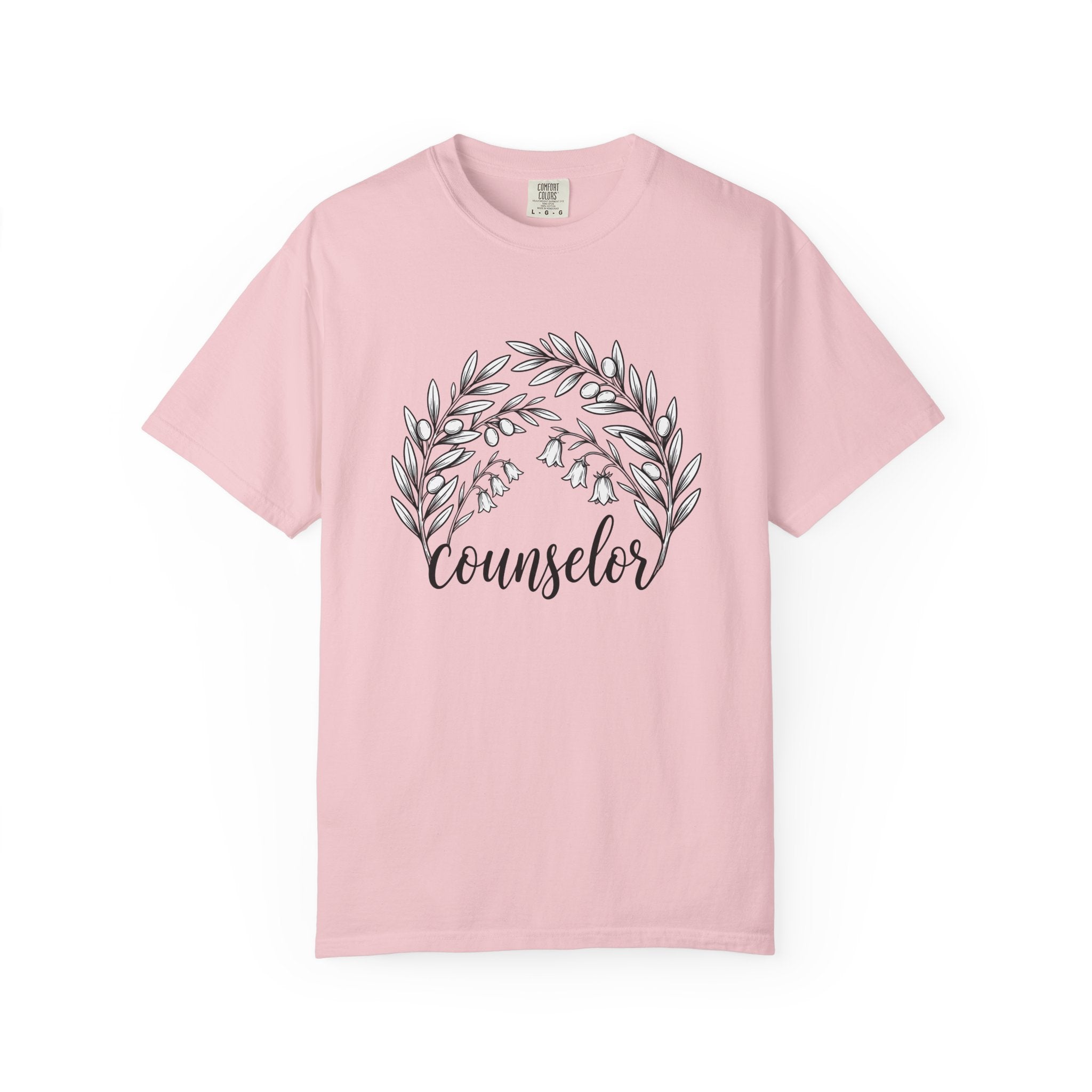 Botanical Wreath Shirt Counselor Floral Gift Women Hand Drawn Tee Wreath T-Shirt Therapist Enthusiast Illustrated Tshirt Floral Graphic