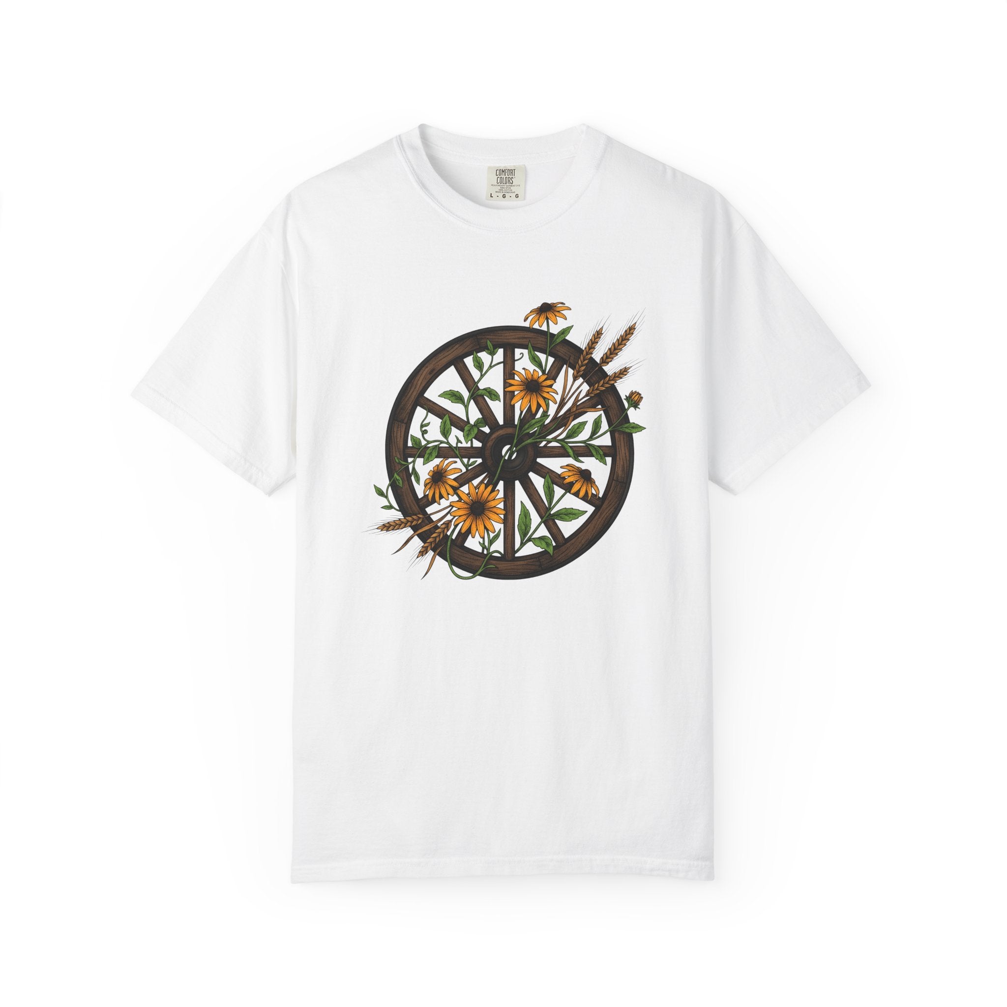 Cart Wheel Flower Shirt Cottagecore Country Gift Women Floral Tee Wagon Wheel T-Shirt Homesteader Fan Botanical Tshirt Rural Graphic Retro