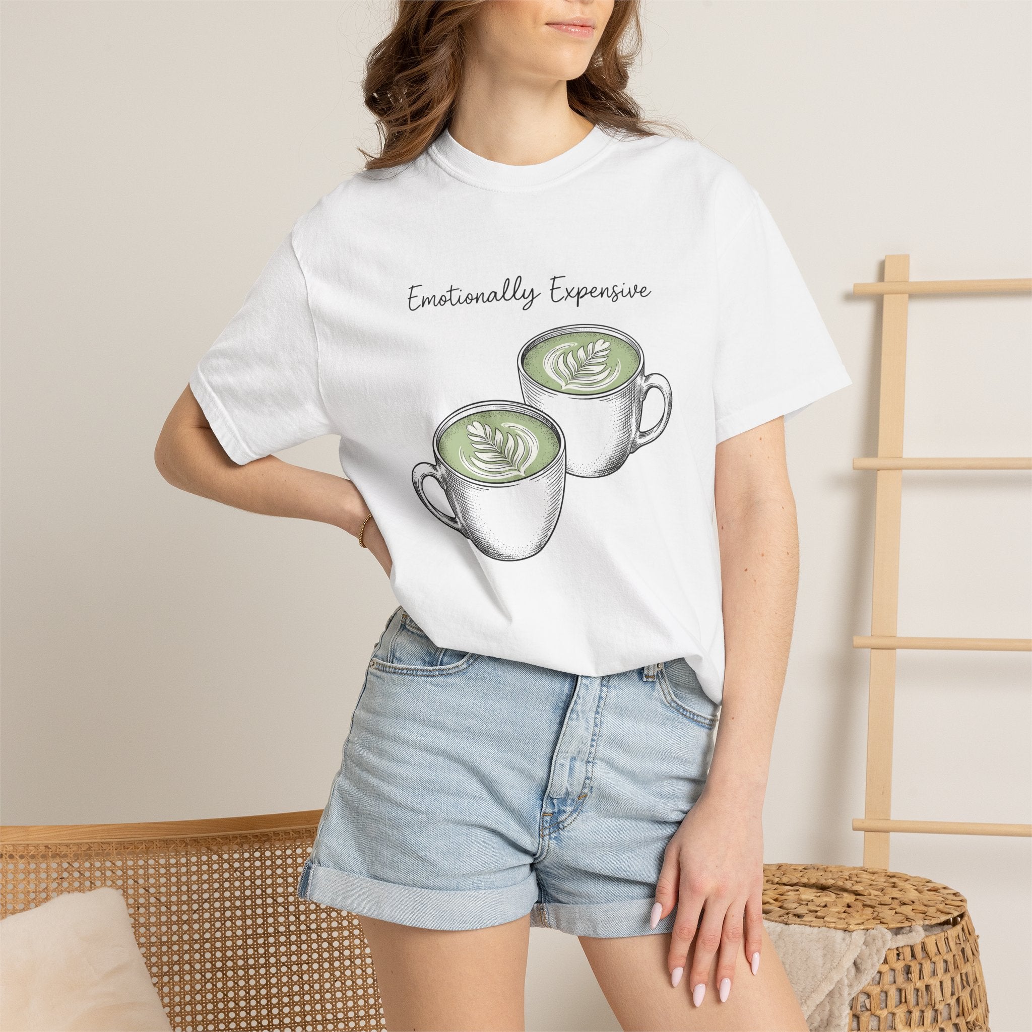Matcha Latte Cups Shirt Coffee Foodie Gift Women Hand Drawn Tee Green Tea Cup T-Shirt Coffee Fan Illustrated Tshirt Food Graphic Vintage