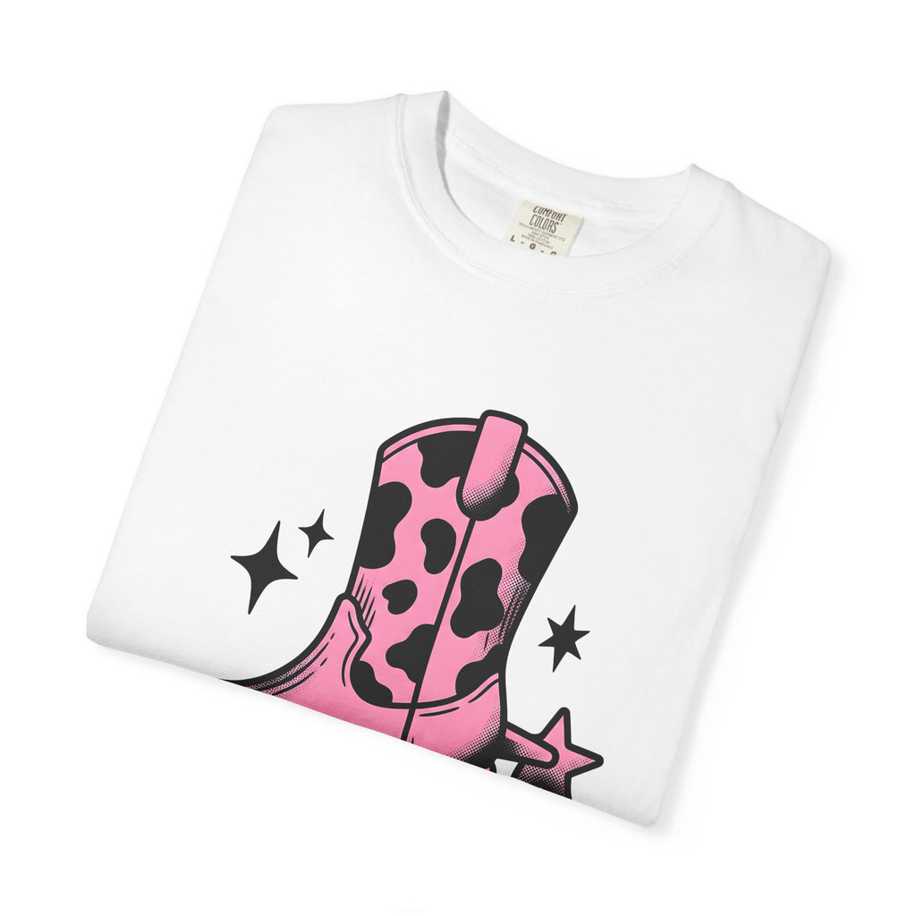 Leather Boot Shirt Cowgirl Ranch Gift Women Comic Tee Boot T-Shirt Cowboy Fan Cartoon Tshirt Farm Graphic Classic Star Pattern Tshirt