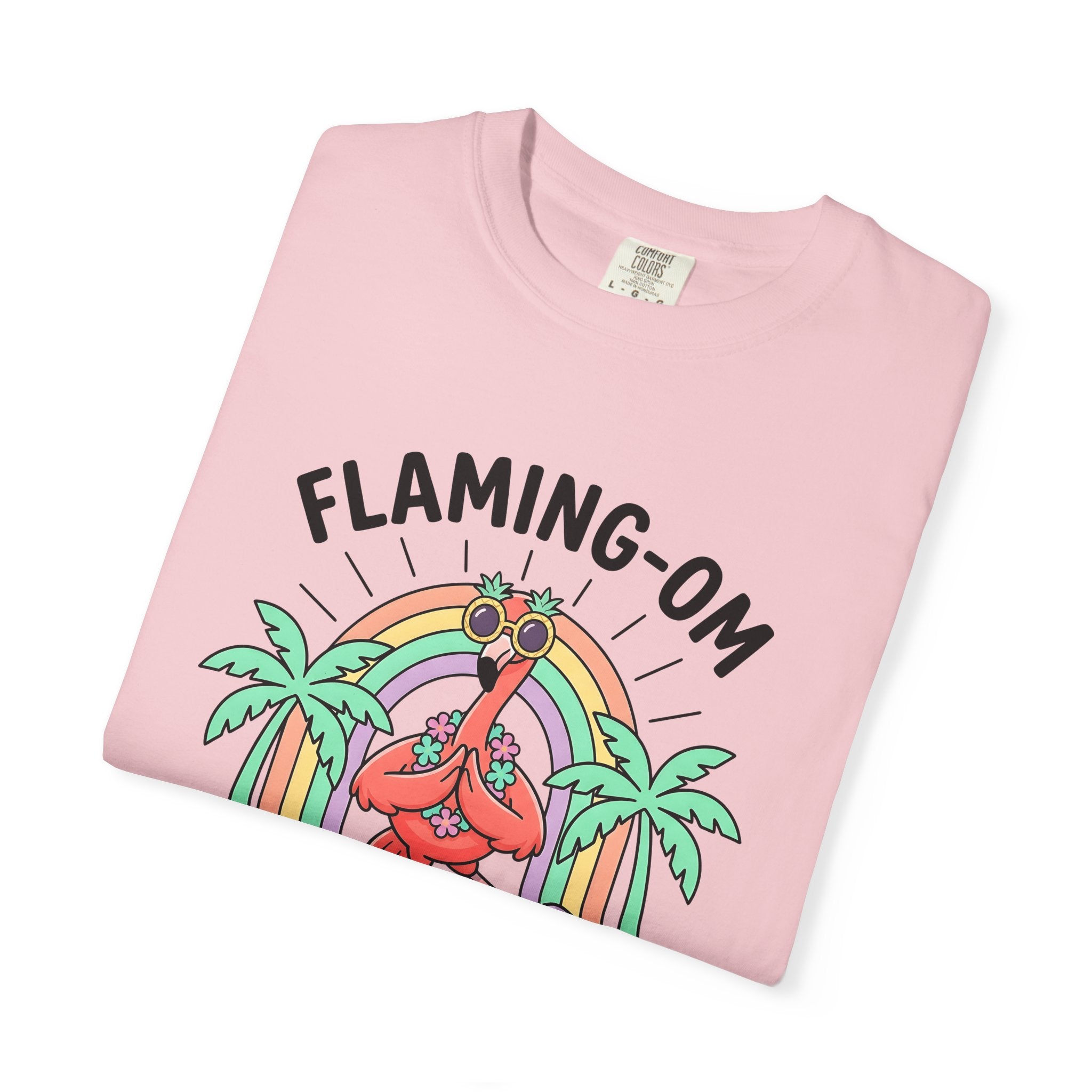 Flamingo Yoga Shirt Yoga Tropical Gift Women Cartoon Tee Pink Flamingo T-Shirt Yoga Enthusiast Comic Tshirt Island Graphic Retro Palm Trees