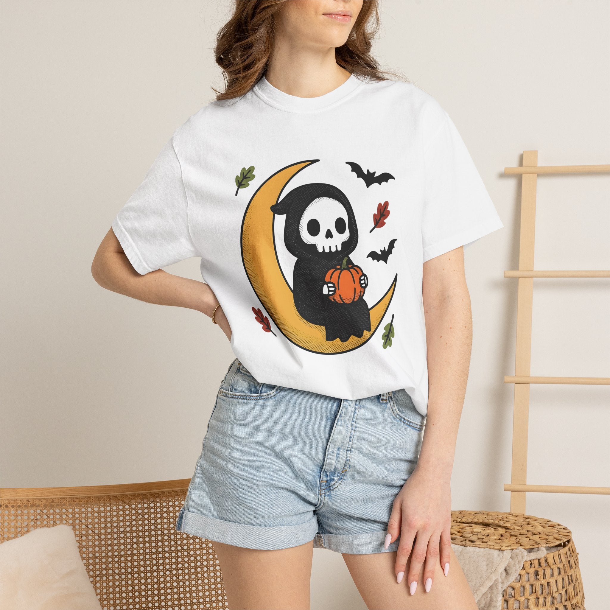 Reaper Character Shirt Halloween Horror Gift Women Playful Tee Grim Reaper T-Shirt Horror Fan Scary Graphic Spooky Animation Gourd Tshirt