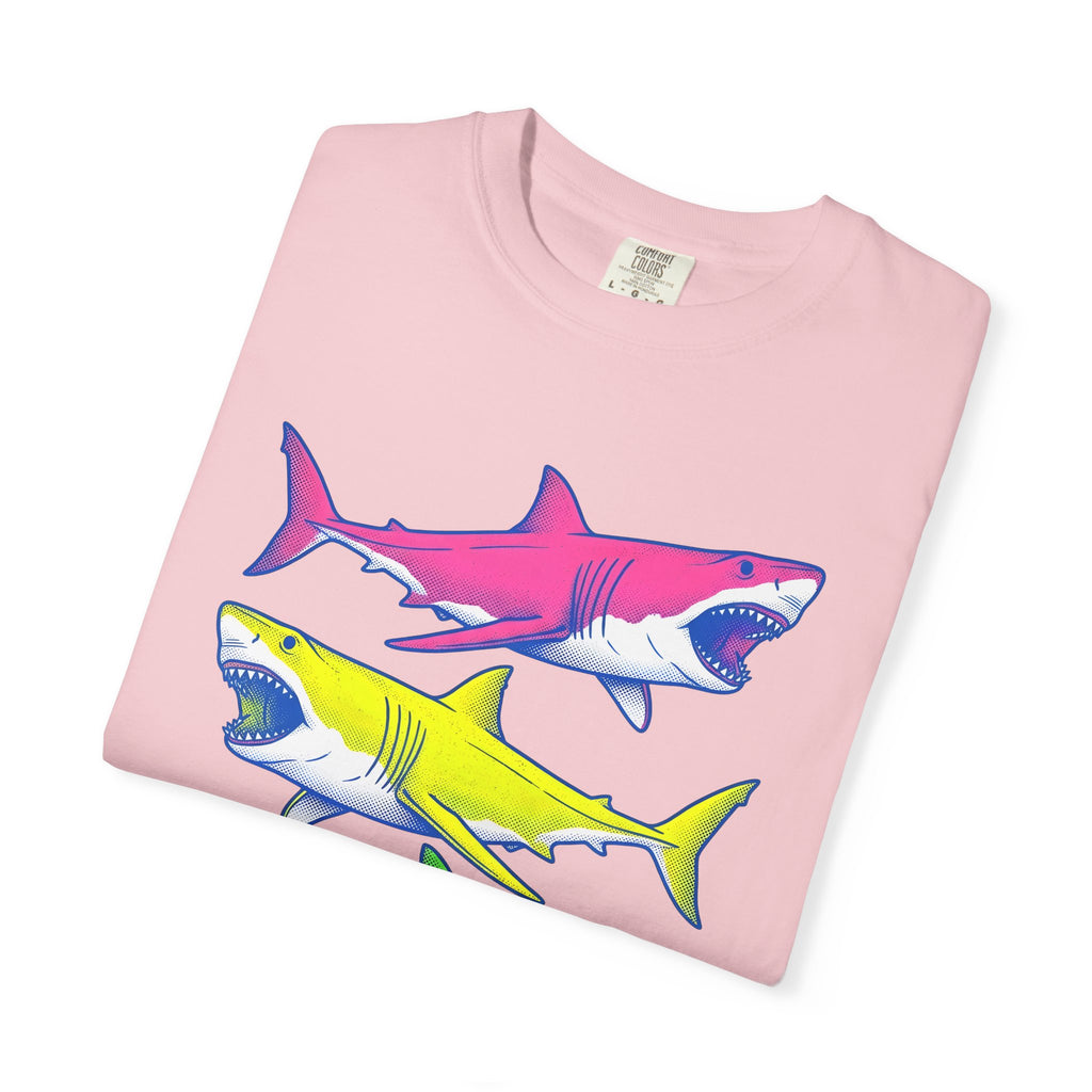 Bright Shark Shirt Ocean Sea Life Gift Women Comic Tee Shark T-Shirt Marine Fan Cartoon Tshirt Marine Graphic Vintage Glowing Creature