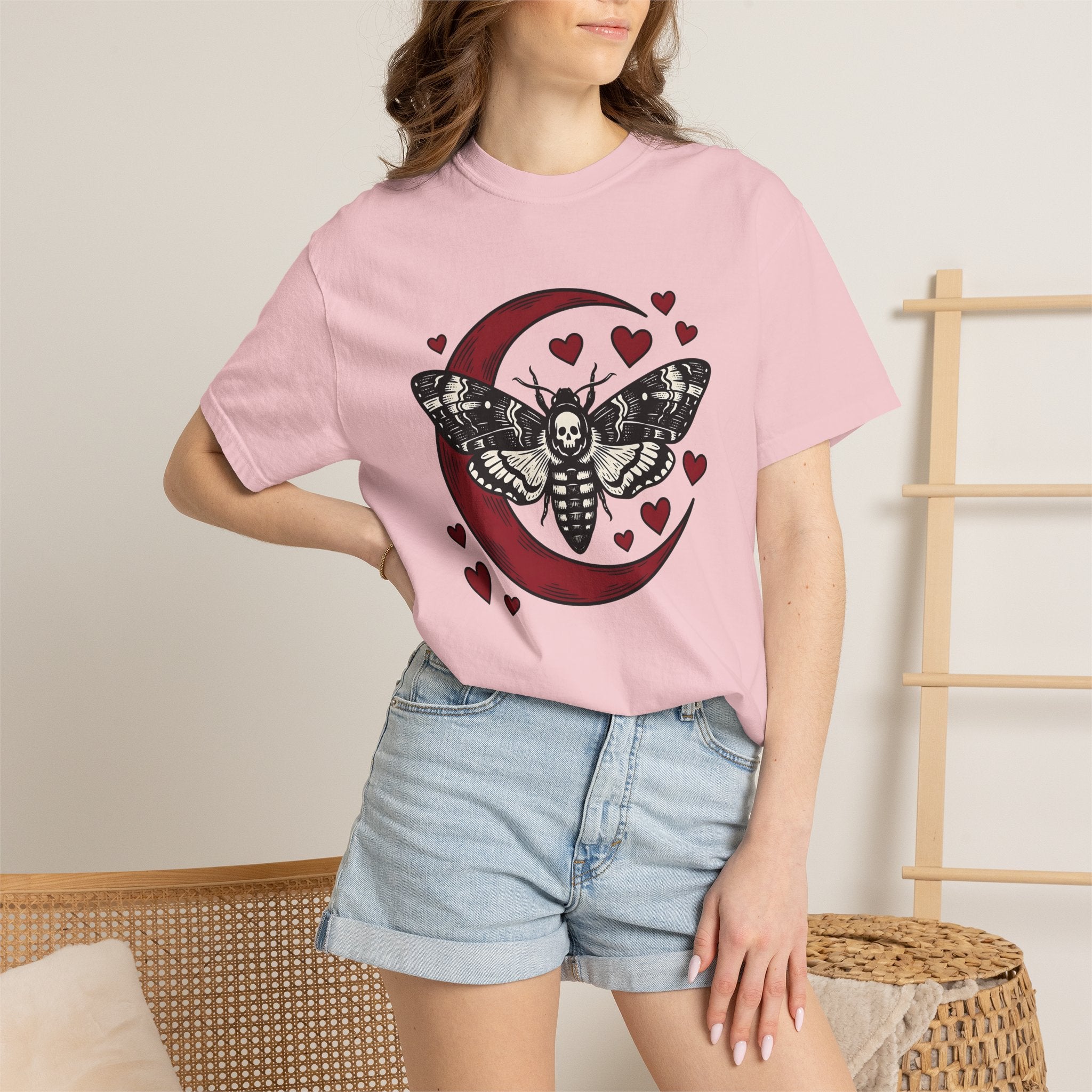Skeleton Moth Shirt St. Valentine's Day Occult Gift Women Traditional Tee Moth T-Shirt Valentine Fan Classic Tshirt Esoteric Graphic Old