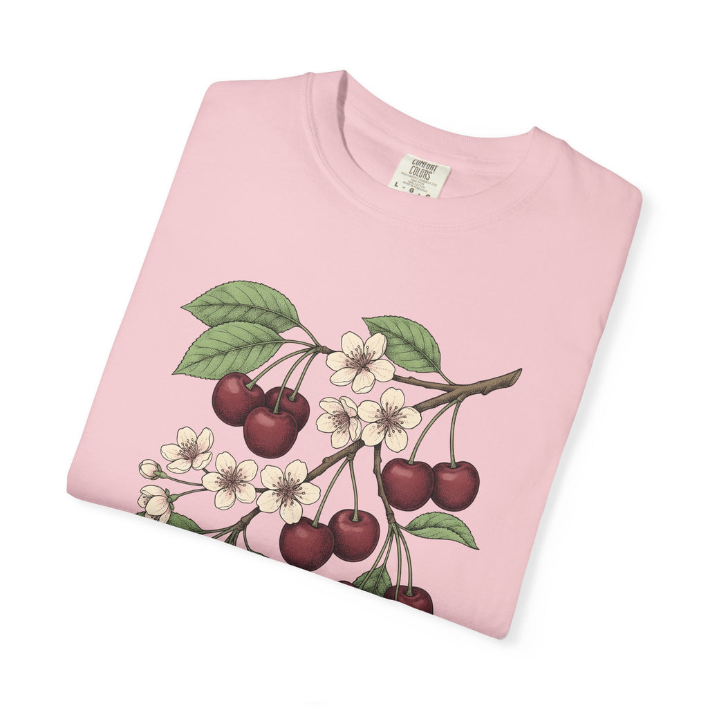 Cherry Sprig Shirt Fruit Plant Gift Women Garden Art Tee Cherry Branch T-Shirt Fruit Fan Botanical Tshirt Floral Graphic Sketch Bud Tshirt