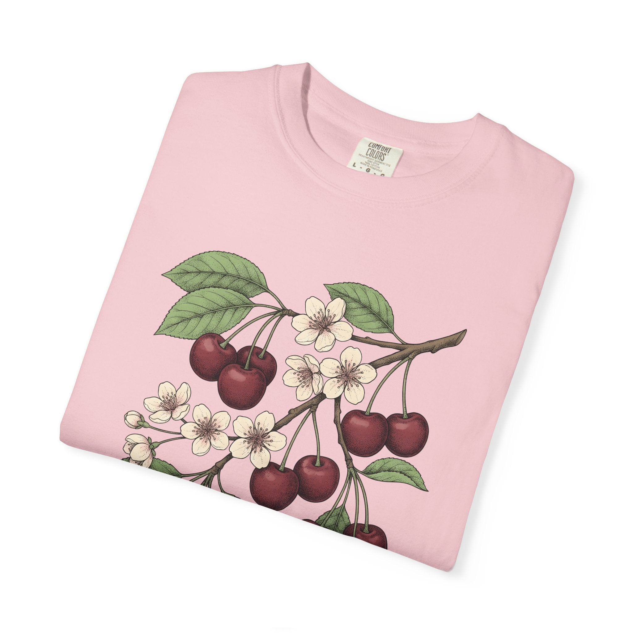 Cherry Sprig Shirt Fruit Plant Gift Women Garden Art Tee Cherry Branch T-Shirt Fruit Fan Botanical Tshirt Floral Graphic Sketch Bud Tshirt