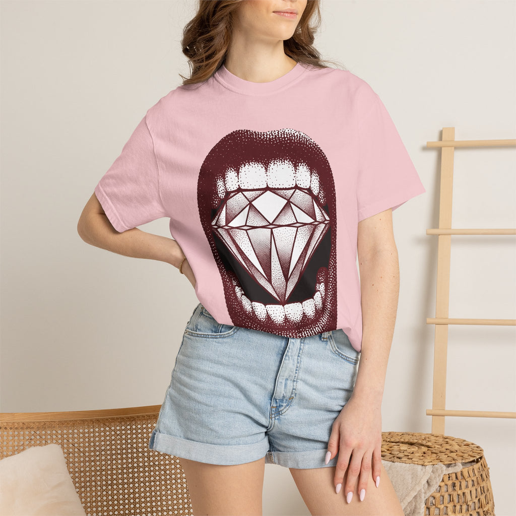 Mouth Diamond Shirt Pop Art Fashion Gift Women Pop Art Tee Diamond Grin T-Shirt Pop Art Fan Pop Artistic Tshirt Style Graphic Retro Gemstone