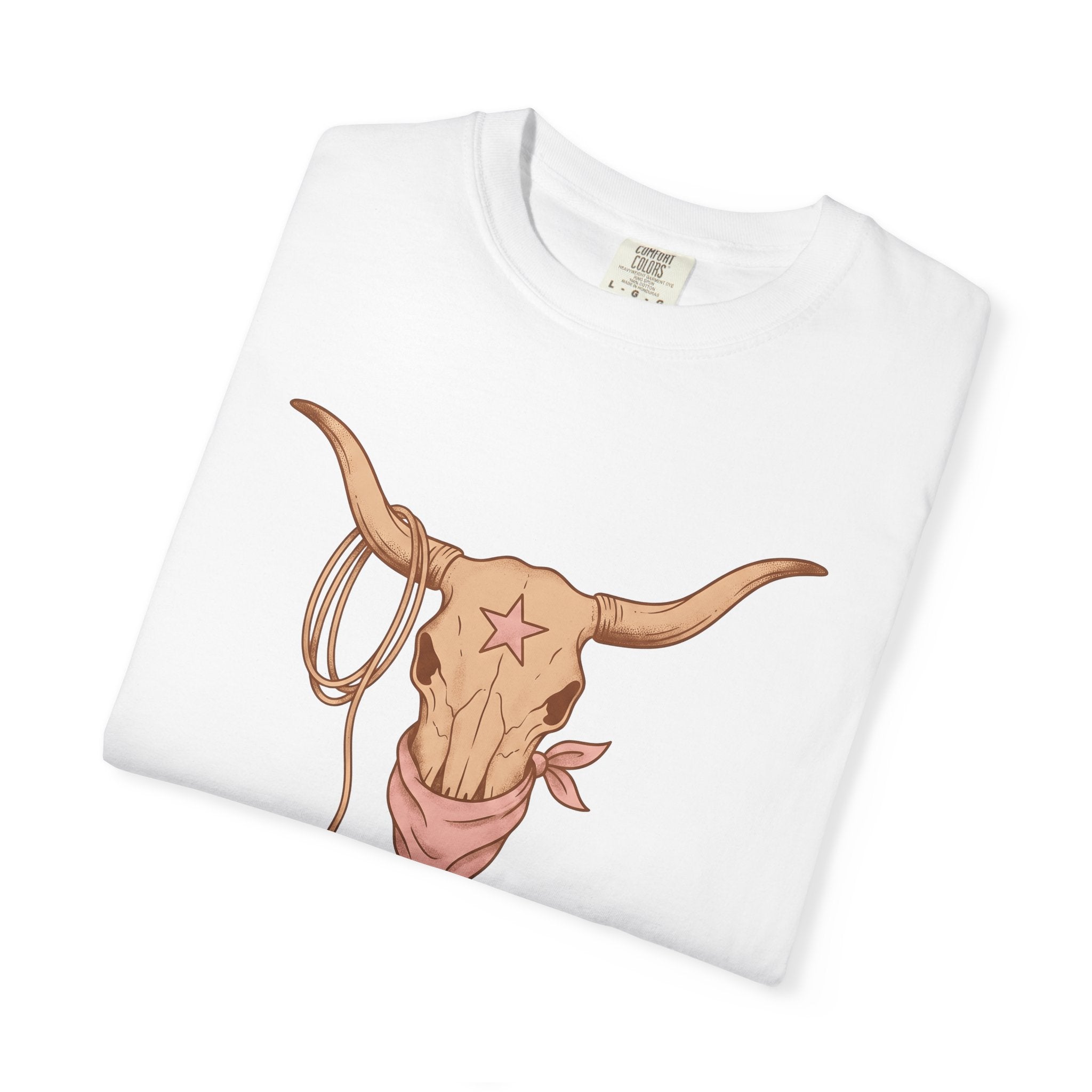 Steer Skull Shirt Cowgirl Livestock Gift Women Cowboy Tee Bull Skull T-Shirt Rancher Fan Western Tshirt Cattle Graphic Retro Scarf Tshirt