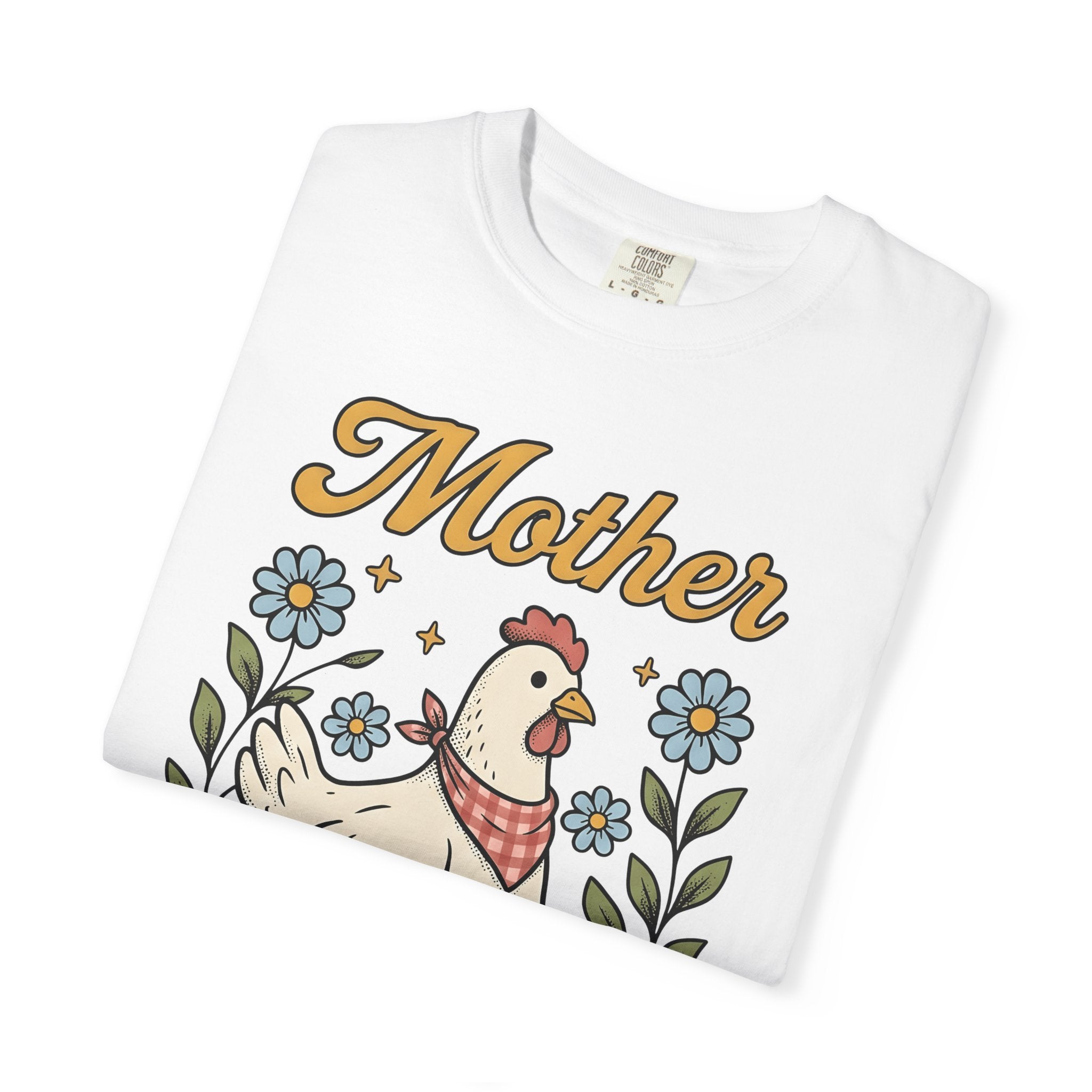 Hen Design Shirt Mother Ranch Gift Women Old School Tee Chicken Design T-Shirt Mom Fan Clucking Graphic Tshirt Outline Blossoms Tshirt