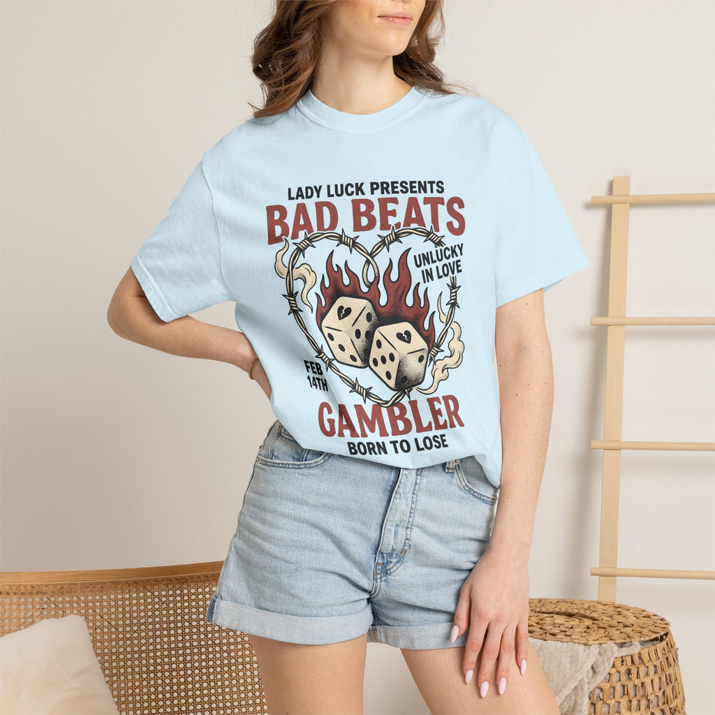 Dice Heart Shirt Valentines Day Gambler Gift Women Tattoo Tee Heart Dice T-Shirt Valentine Fan Ink Tshirt Betting Graphic Vintage Flames
