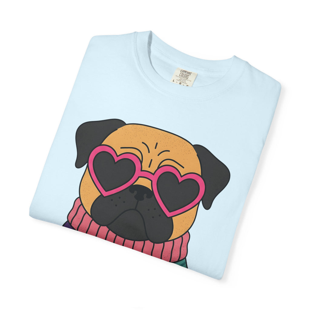 Pug Pet Shirt Dog Outfit Gift Women Doodle Tee Pug T-Shirt Dog Fan Drawing Graphic Sketch Heart Eyewear Tshirt