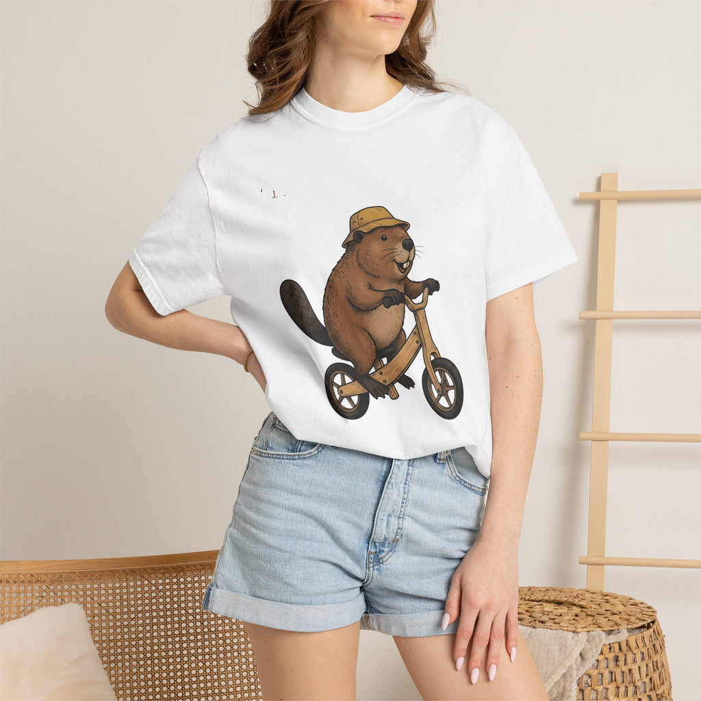 Beaver Bicycle Shirt Teachers Wildlife Gift Women Adorable Tee Dam T-Shirt Educator Enthusiast Cute Tshirt Animal Graphic Sketch Cap Tshirt
