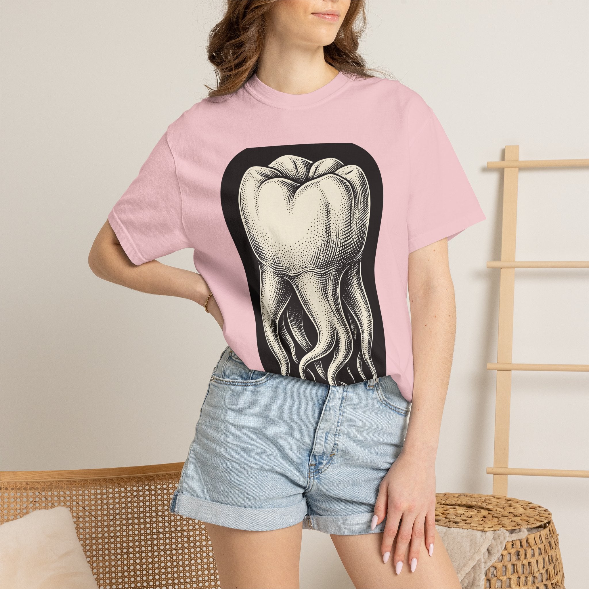 Tooth Octopus Shirt Dental Alternative Gift Women Line Art Tee Octopus T-Shirt Dentist Enthusiast Linework Tshirt Alternative Graphic