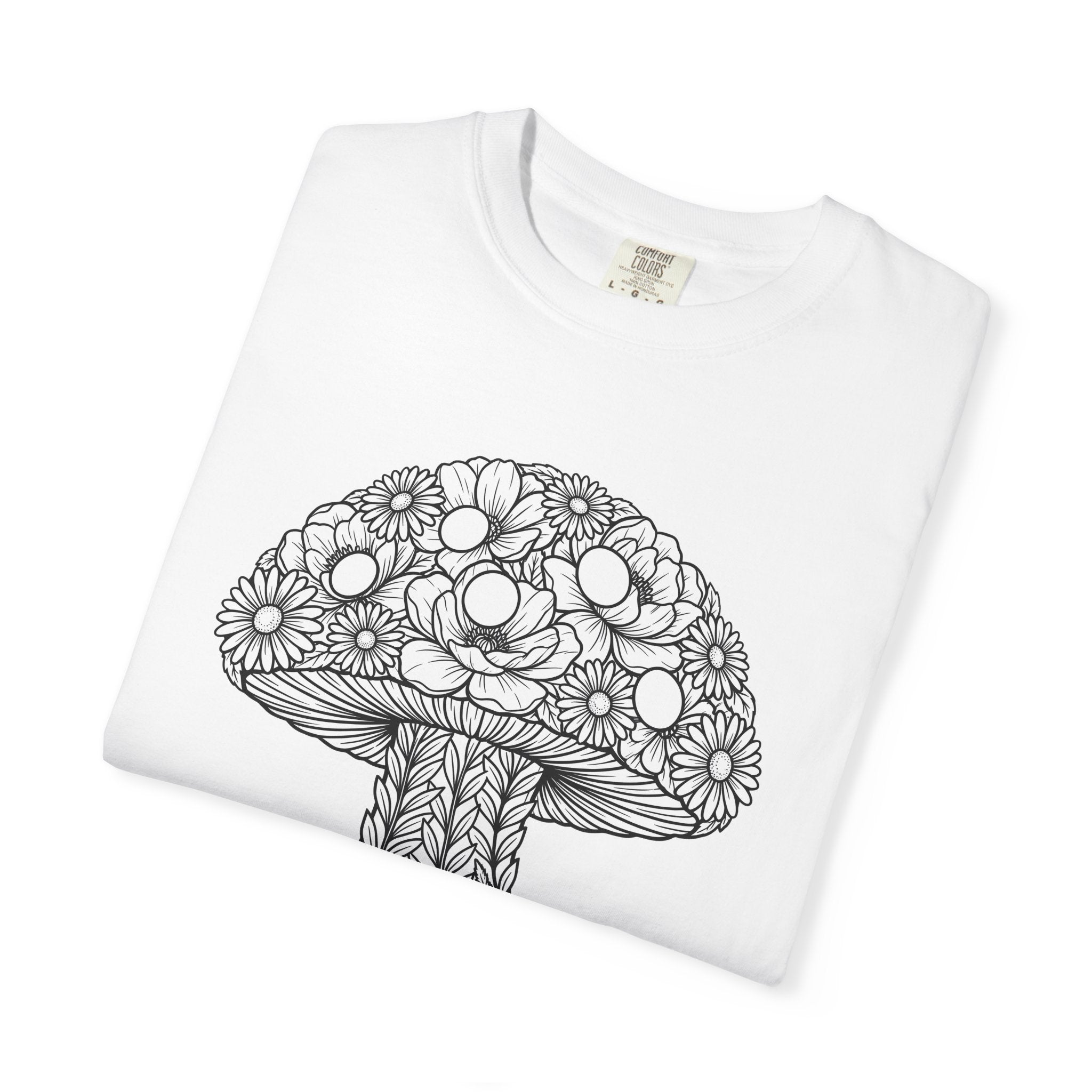 Fungus Flower Shirt Valentine's Day Outdoors Gift Women Rustic Tee Mushroom T-Shirt Valentine Fan Vintage Tshirt Wilderness Graphic Sketch