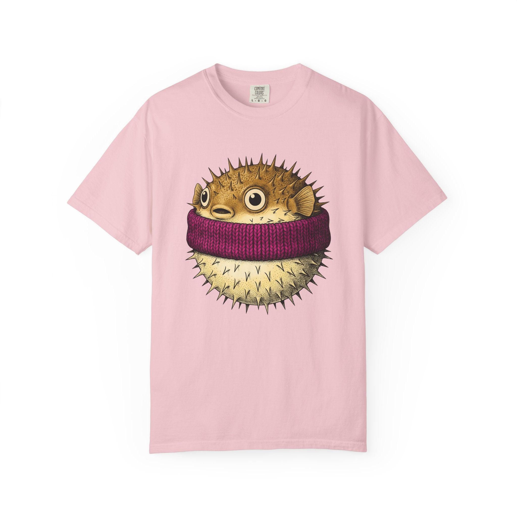 Blowfish Pullover Shirt Animals Marine Gift Women Line Art Tee Pufferfish T-Shirt Wildlife Fan Animal Graphic Illustration Oceanic Design