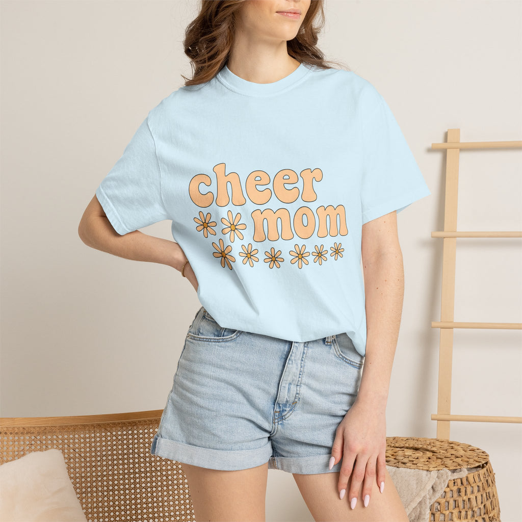 Vintage Flower Lettering Shirt Moms Pom Poms Gift Women Psychedelic Tee Typography T-Shirt Motherhood Fan Bohemian Tshirt Cheer Graphic