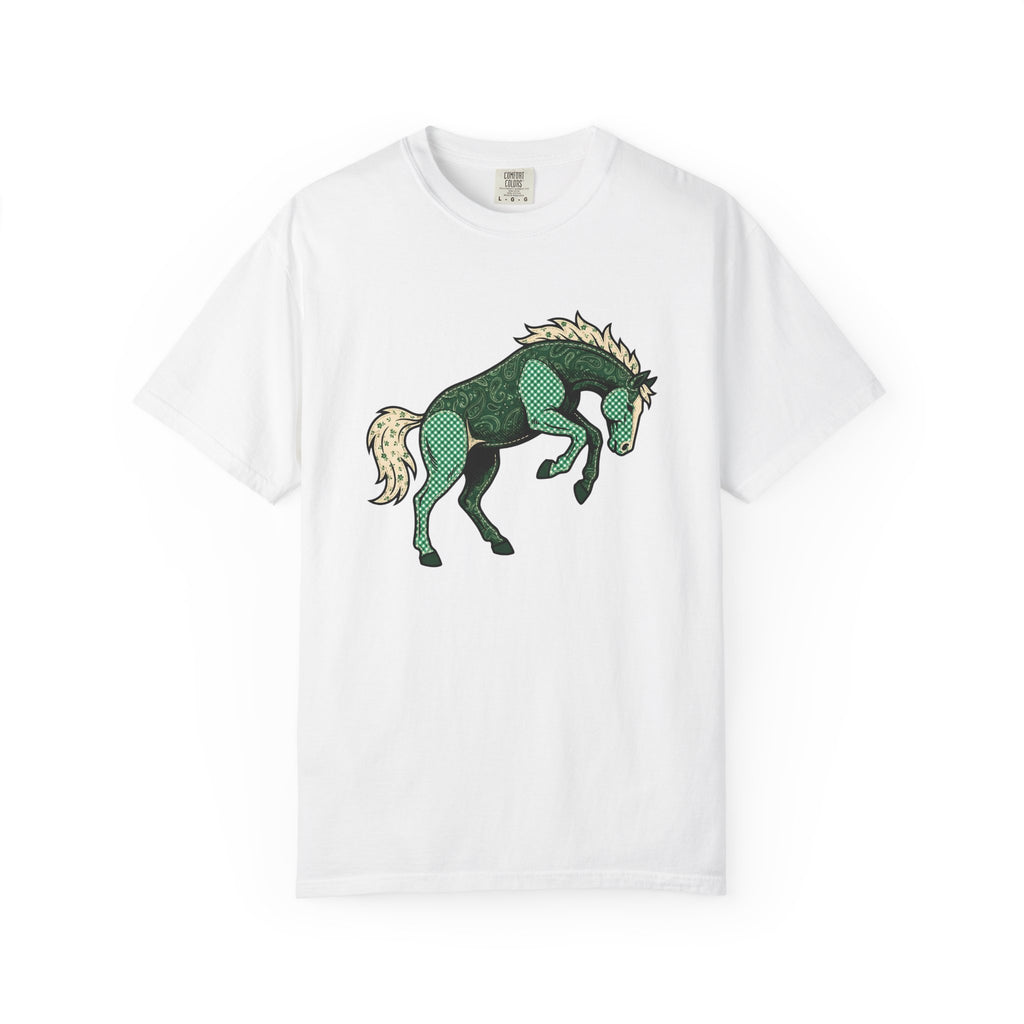 Spotted Horse Shirt St Patrick's Day Horse Gift Women Rustic Tee Pinto T-Shirt St Patricks Fan Vintage Tshirt Equine Graphic Retro Clover