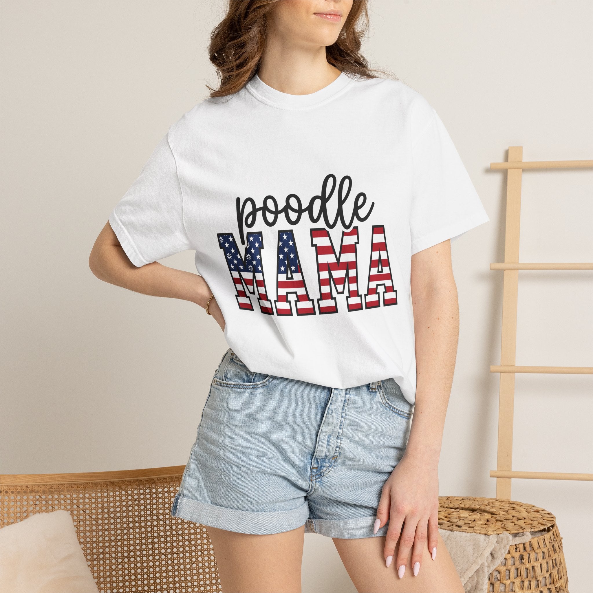 Poodle Dog Owner Shirt Dog United States Gift Women Vintage Patriotic Tee Poodle Owner T-Shirt Dog Fan Canine Graphic Tshirt Retro Tshirt
